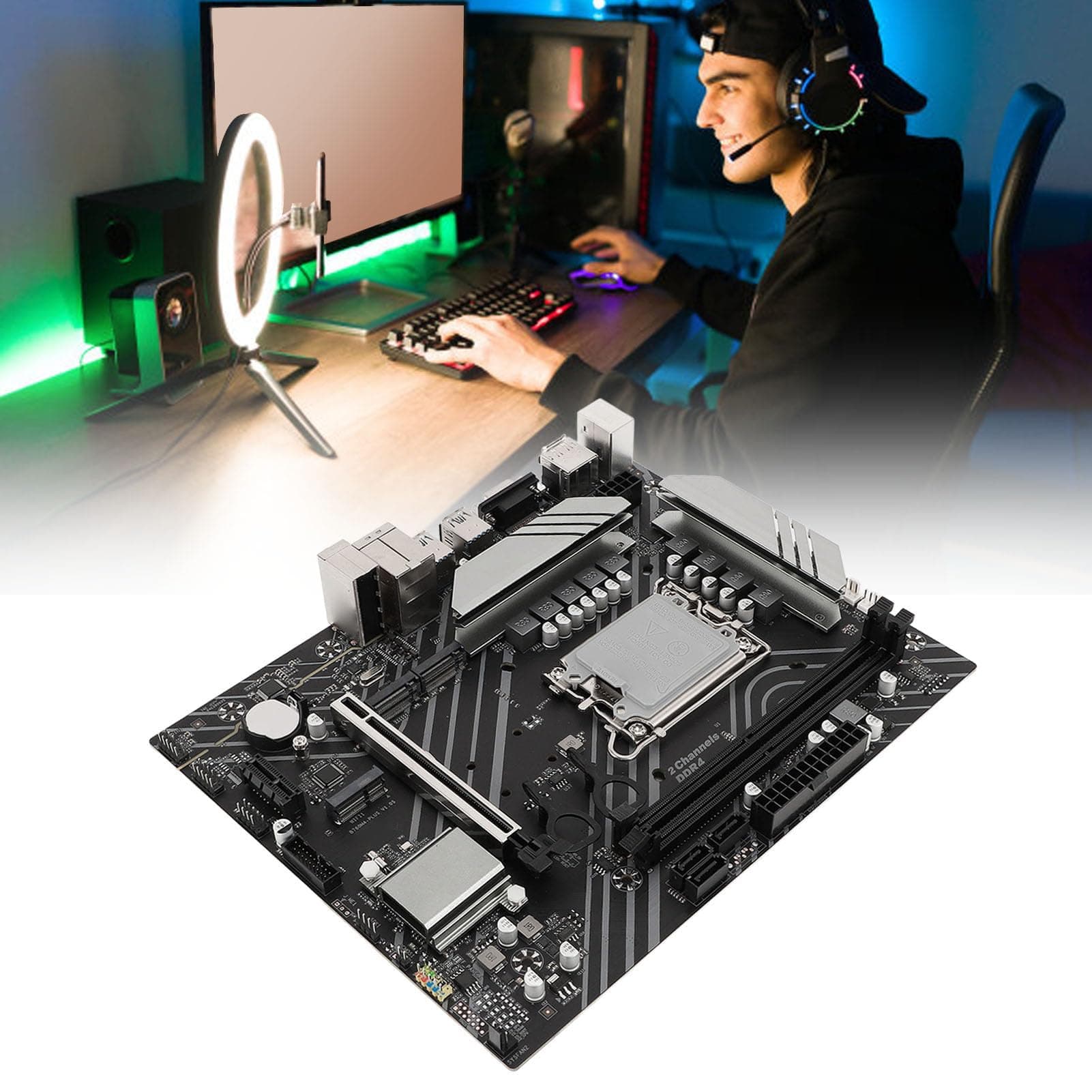 ciciglow B760M4 Gaming-Motherboard, ATX-Motherboard Dual-Channel-DDR4-Speicher, PCIE16X Gen 4.0, SATA3.0, NGFF/NVME M.2, HDMI, VGA-Schnittstelle LGA 1700 Computer-Motherboard Bild 5