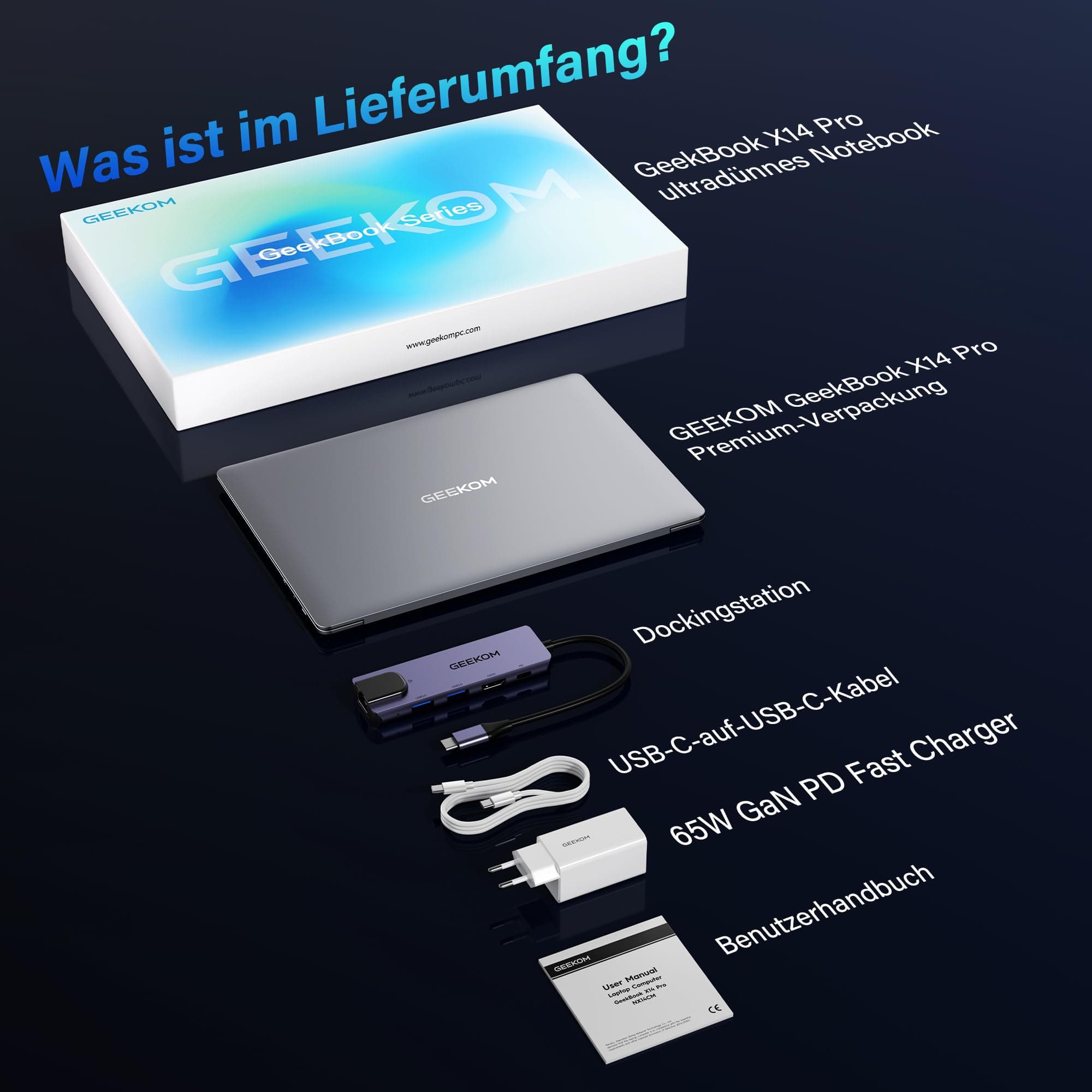 GEEKOM GeekBook X14 Pro Laptop, 999 g Ultraleicht, 14" 2.8K OLED, Ultra 9-185H, 32GB LPDDR5x RAM 7500MT/s, 1TB SSD, 2X USB4, Fingerprint & Webcam-Schieber, bis zu 16 h Akku, Copilot+, Windows 11 Pro GeekBook X14 Pro U9 32GB+1T Bild 8