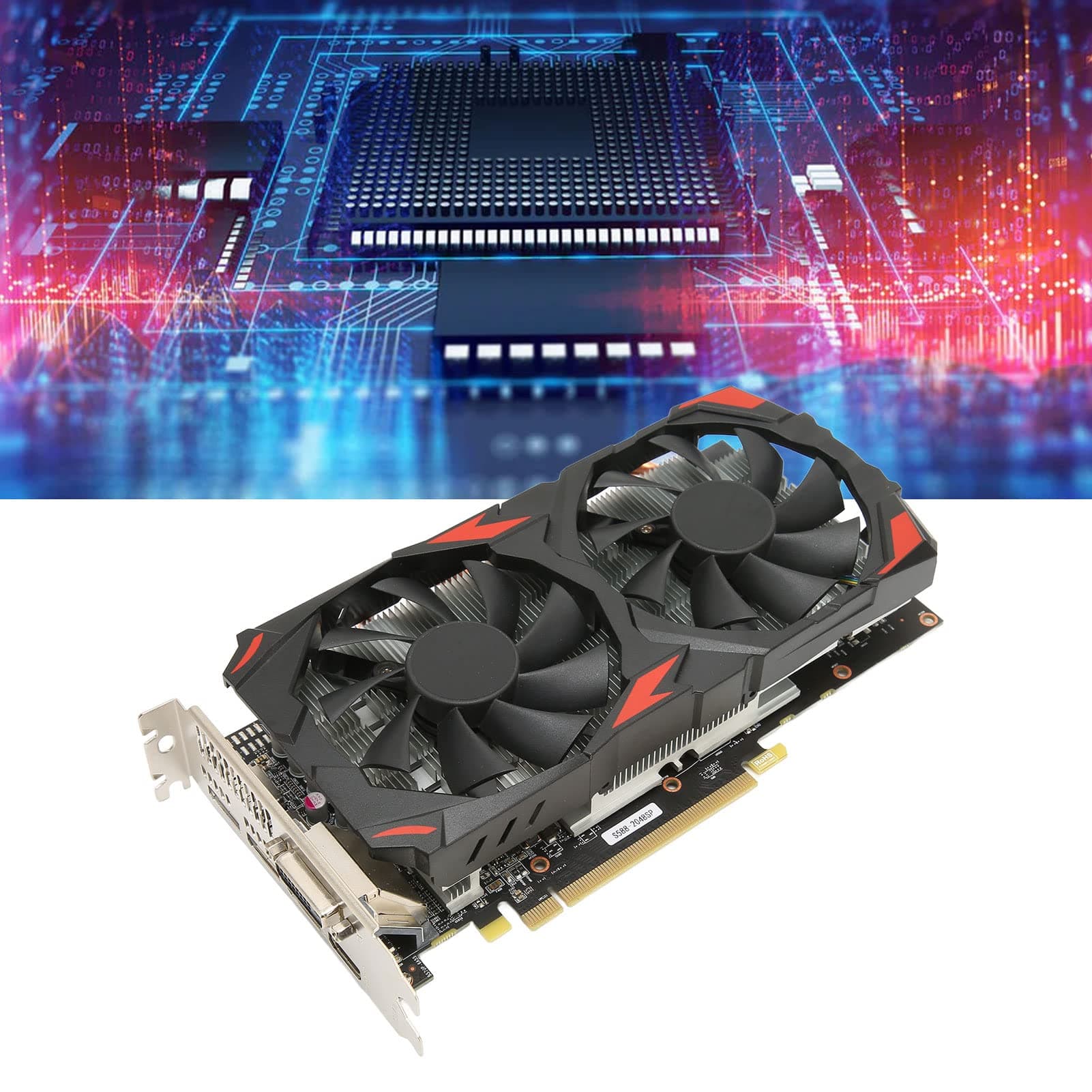 VBESTLIFE RX 580-Grafikkarte, 8 GB GDDR5 256-Bit-Gaming-Grafikkarte, PCI Express 3.0x16, 3 DisplayPort HDMI DVI, Dual Air Cooling PC-Grafikkarten, Unterstützung für 4K-Displays Bild 7