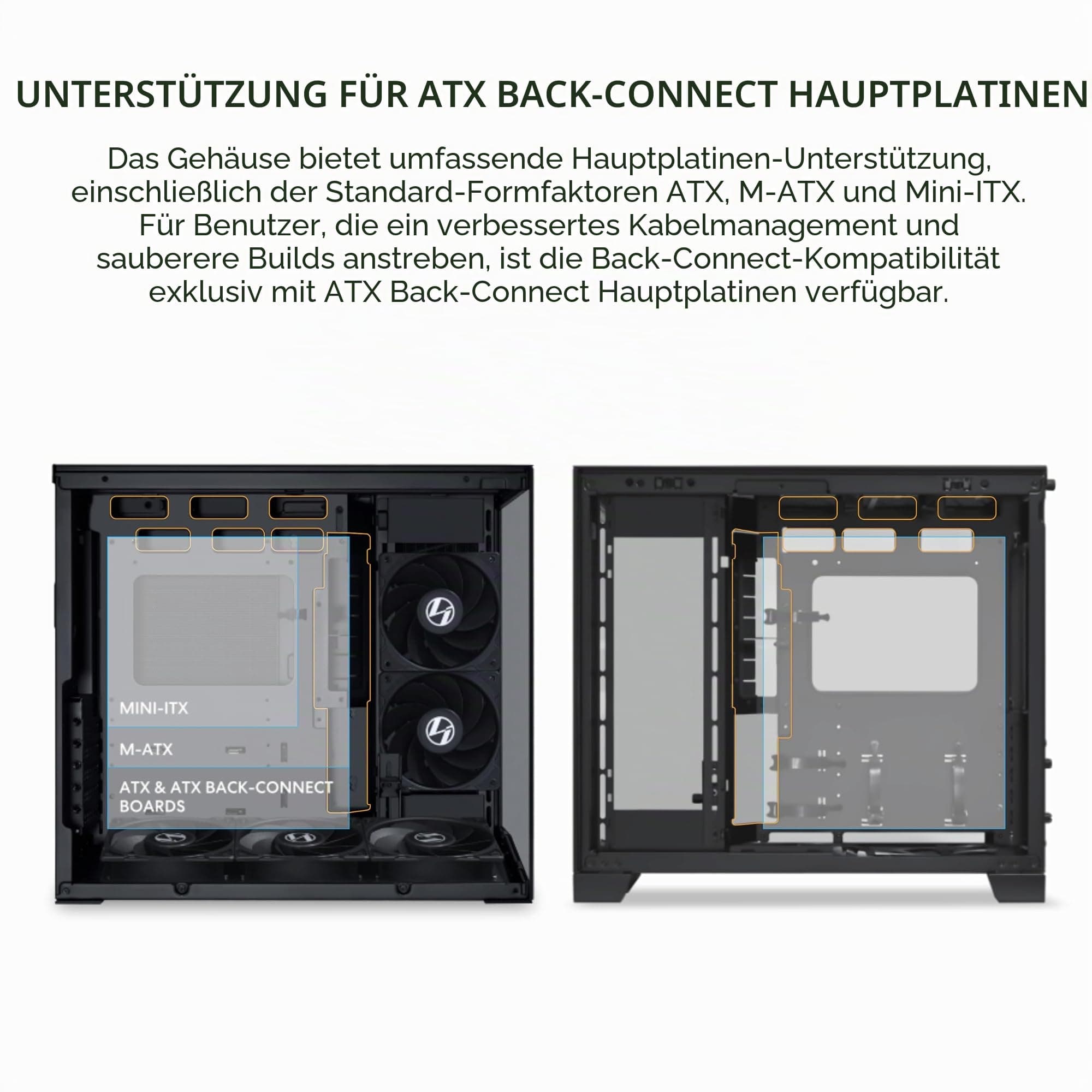 LIAN LI O11D MINI V2 | Kompaktes ATX Mid-Tower Airflow Computergehäuse | Panoramablick | Voll belüfteter Luftstrom | Einstellbarer I/O | Säulenlos | Kabelmanagement | Schwarz (O11DMIV2X) Schwarz Ohne Lüfter Bild 7