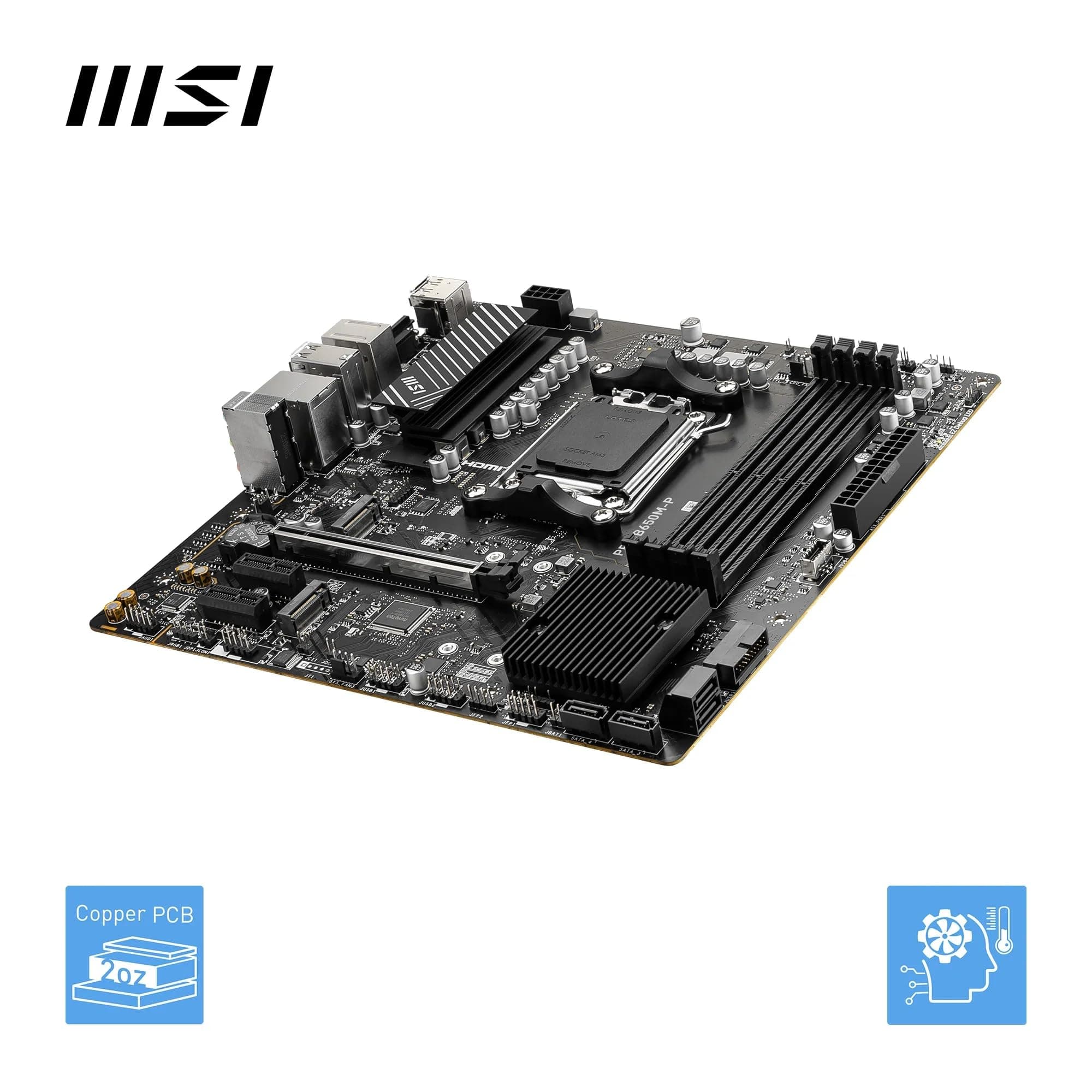 MSI PRO B650M-P Motherboard, Micro-ATX - Unterstützt Ryzen 9000, 8000 & 7000 Series Prozessoren, AM5 - DDR5 Memory Boost 6000+MHz/OC, 1 x PCIe 4.0 x16, 2 x M.2 Gen4, 2.5G LAN Bild 7