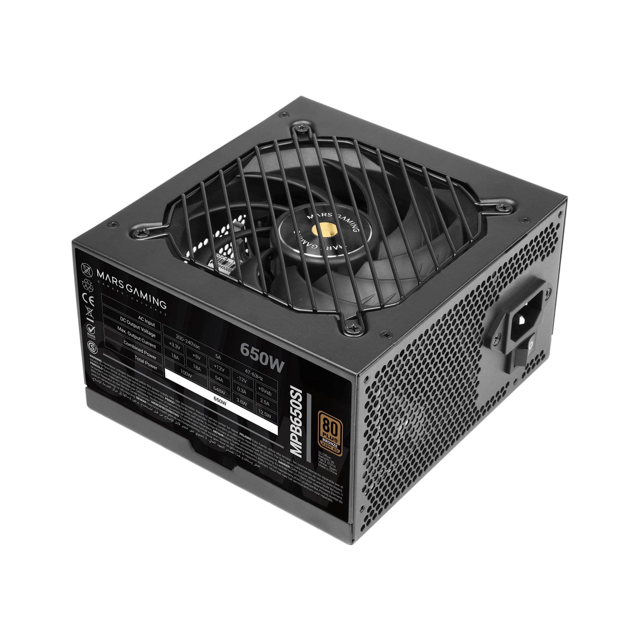 Mars Gaming MPB650SI, PC-ATX-Netzteil 650W, 7 Jahre Garantie, 80Plus Bronze 230V, 90% Effizienz, SI Extreme Silence Lüfter mit Kupferkern, AI2-RPM-, DC-DC- und SMD-Technologien, Schwarz Bild 2