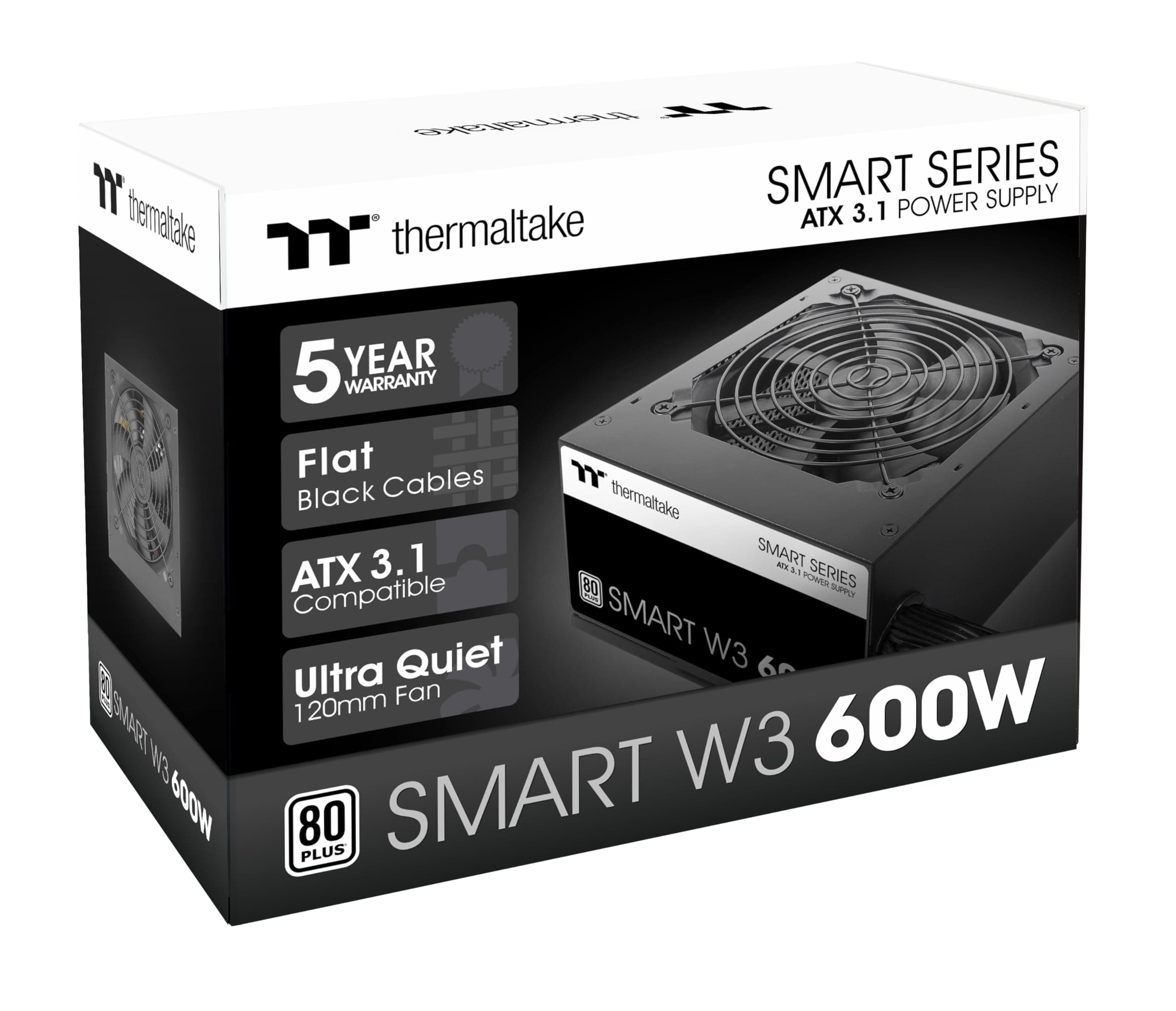 Thermaltake Smart W3 600W | ATX | ATX 3.1 Ready | 80 Plus | sehr leise | 120mm FDB Lüfter | Single Rail +12V | DC DC Design | Schutzschaltungen OCP OVP UVP OPP SCP OTP | 5 Jahre Garantie Bild 5