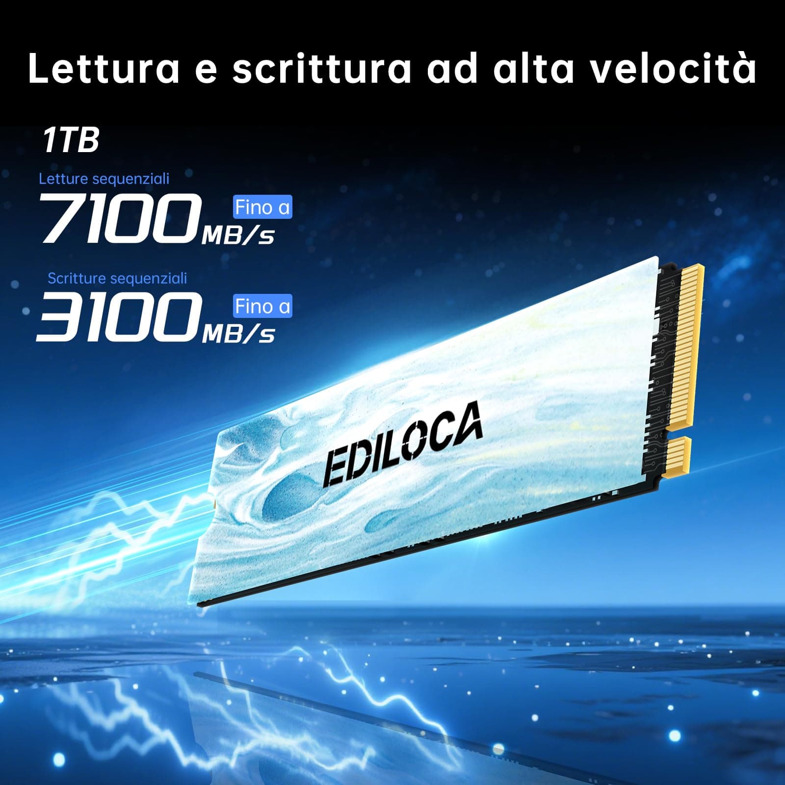 Ediloca EN880E SSD 1TB NVMe SSD M.2 PCIe Gen4, Interne SSD, bis zu 7100 MB/s, Internes Solid State Drive, dynamischer SLC-Cache, kompatibel mit PS5 und PC Bild 3