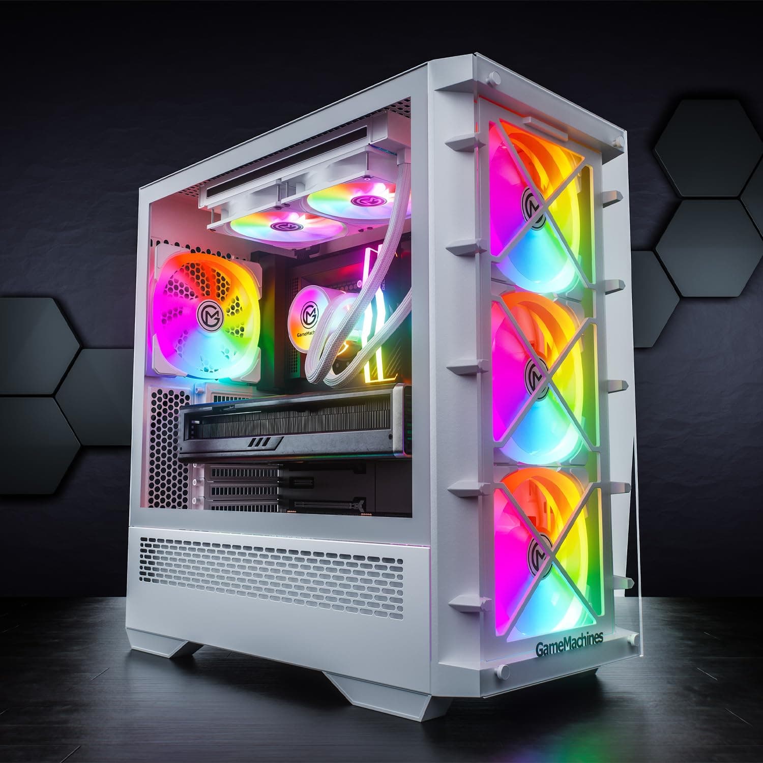 GameMachines Element, Snow Edition, ATX PC Gaming Gehäuse, inklusive 3 A-RGB Lüfter Element Weiß Bild 2