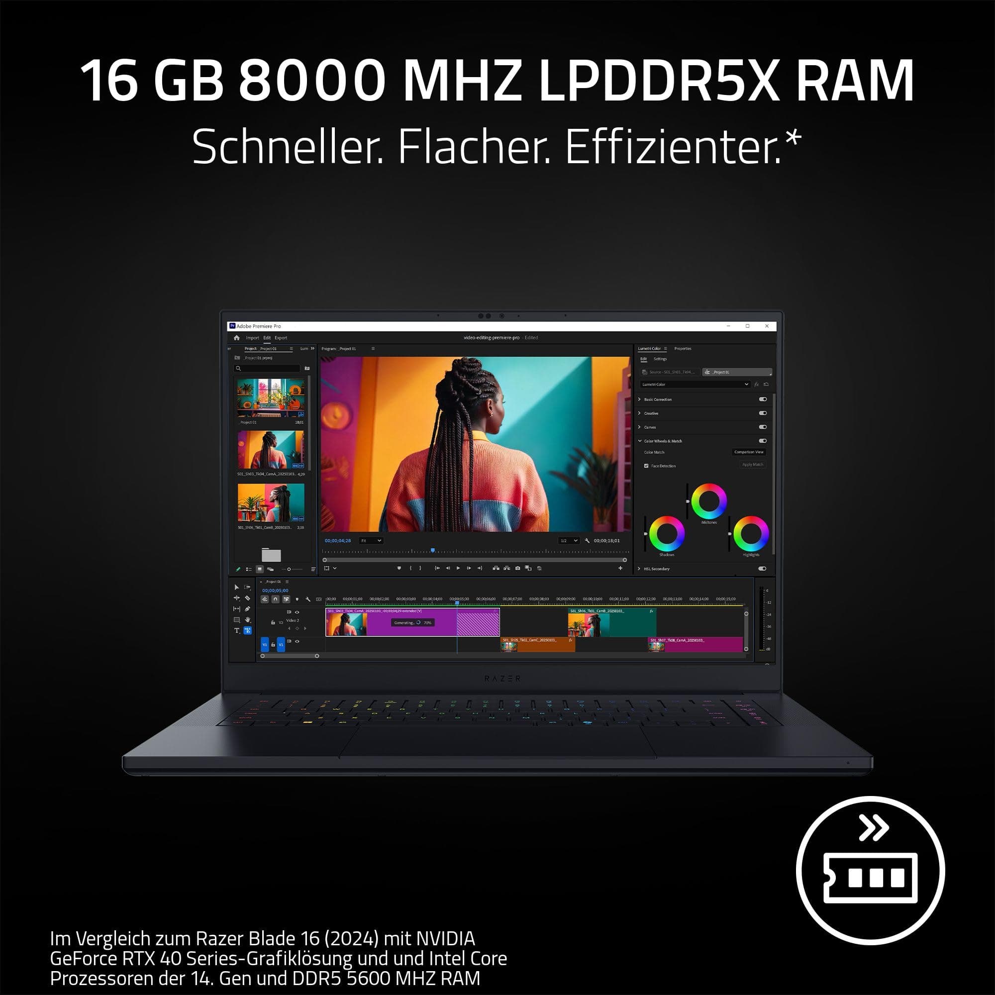 Razer Blade 16 (2025) - 16 Zoll AI Gaming Laptop - NVIDIA GeForce RTX 5060 - AMD Ryzen AI 9 365-16" QHD+ 240Hz OLED Display - 16GB LPDDR5X 8000 MHz - 1TB SSD - QWERTZ DE-Layout | Schwarz RTX5060 | 16GB | 1TB Bild 7