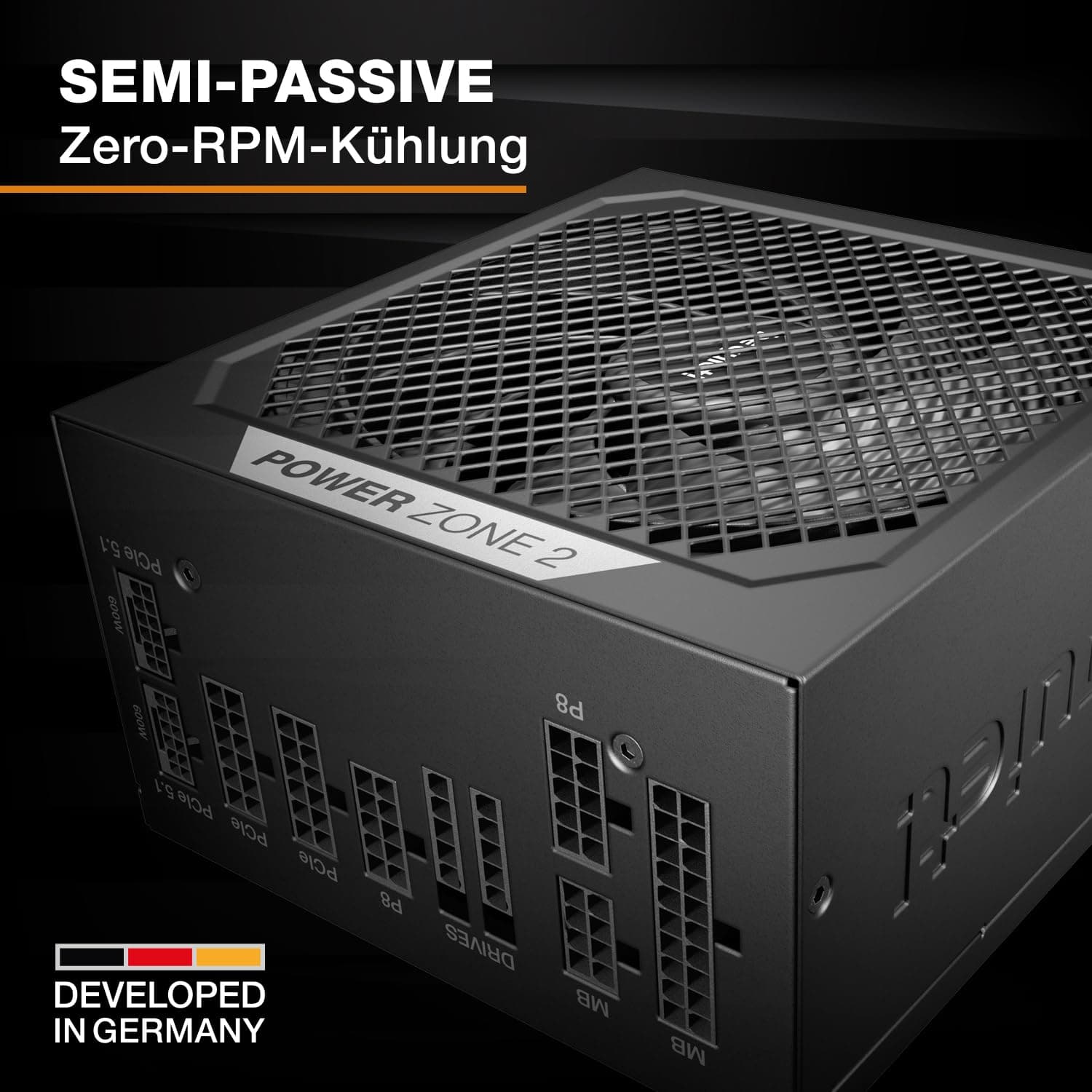 be quiet! Power Zone 2 1200W Netzteil, 80 Plus Platinum und Cybenetics Platinum Zertifizierung, semi-Passive Kühlung, Pure Wings 3 140mm Lüfter, 90° abgewinkelter 12V-2x6-Anschluss, PCIe 5.1/ATX 3.1 Bild 5