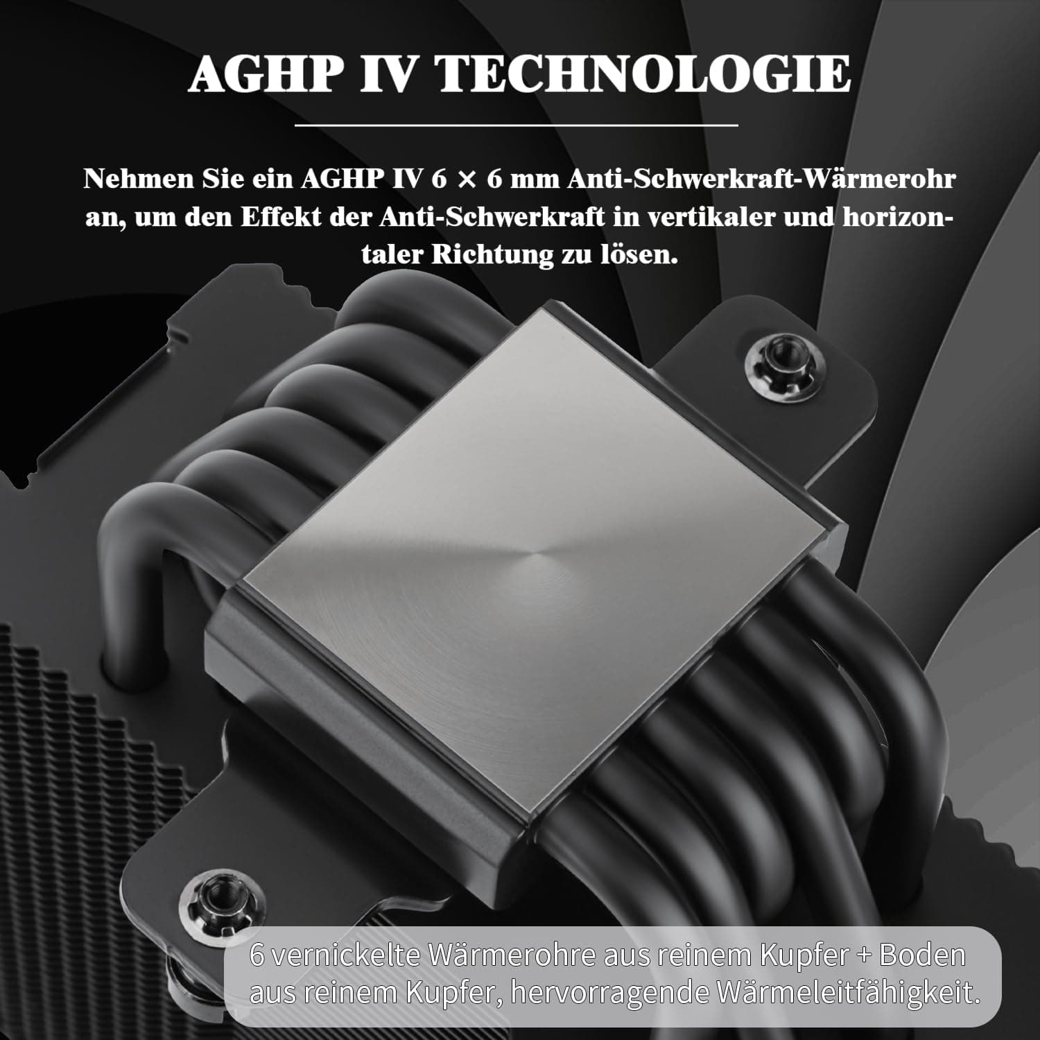 TR Burst Assassin 120 EVO DARK CPU Luftkühler Oberseite schwarz gebürstet, 6 Heatpipes mit leisem PWM Lüfter, CPU-Kühler, für AM4 AM5 / Intel 1851/1700/1150/1151/1200, Bild 3