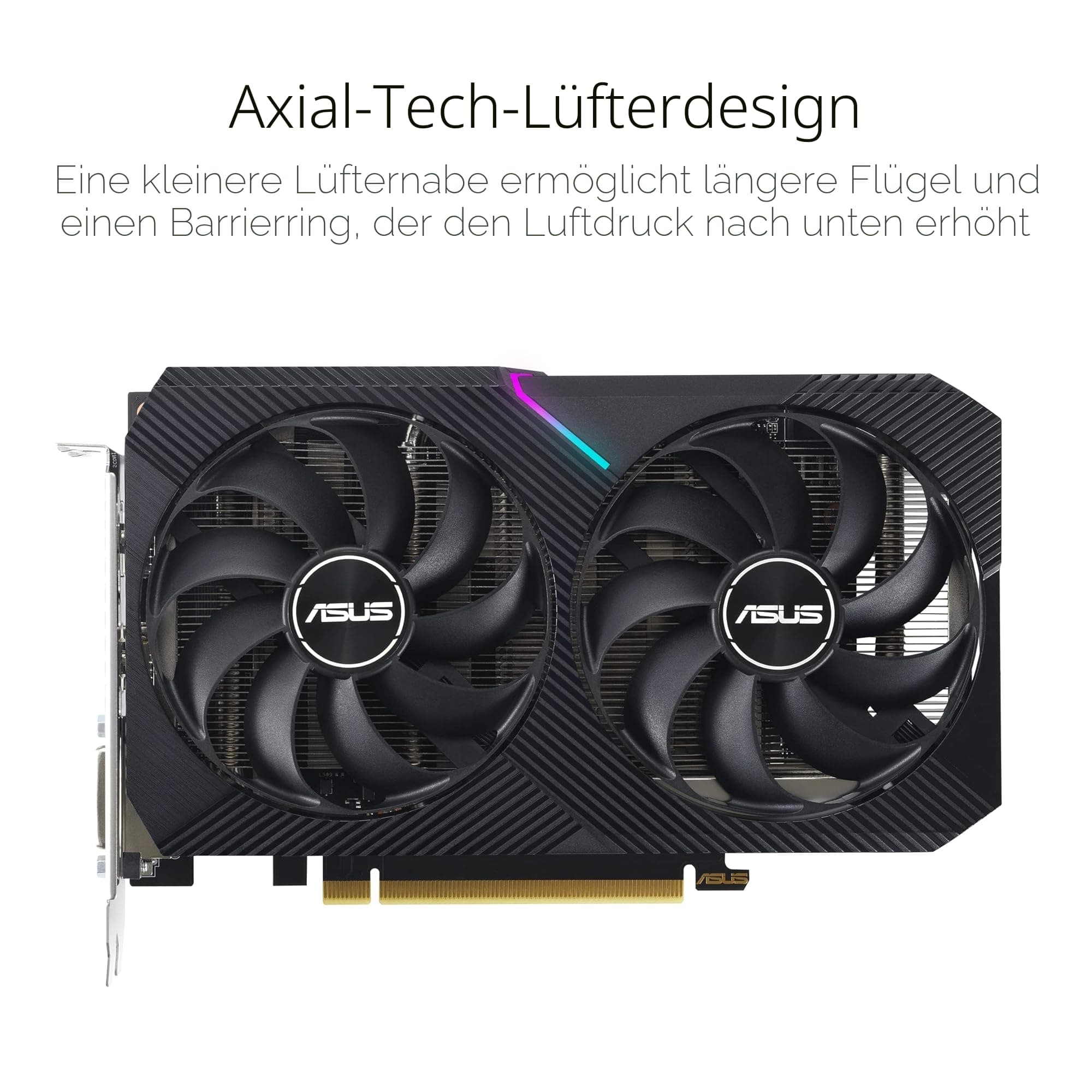 ASUS Dual GeForce RTX 3050 V2 OC Edition 8GB GDDR6 Gaming Grafikkarte (Nvidia RTX3050 V2, PCIe 4.0, HDMI 2.1, DisplayPort 1.4a, DUAL-RTX3050-O8G-V2) Bild 3