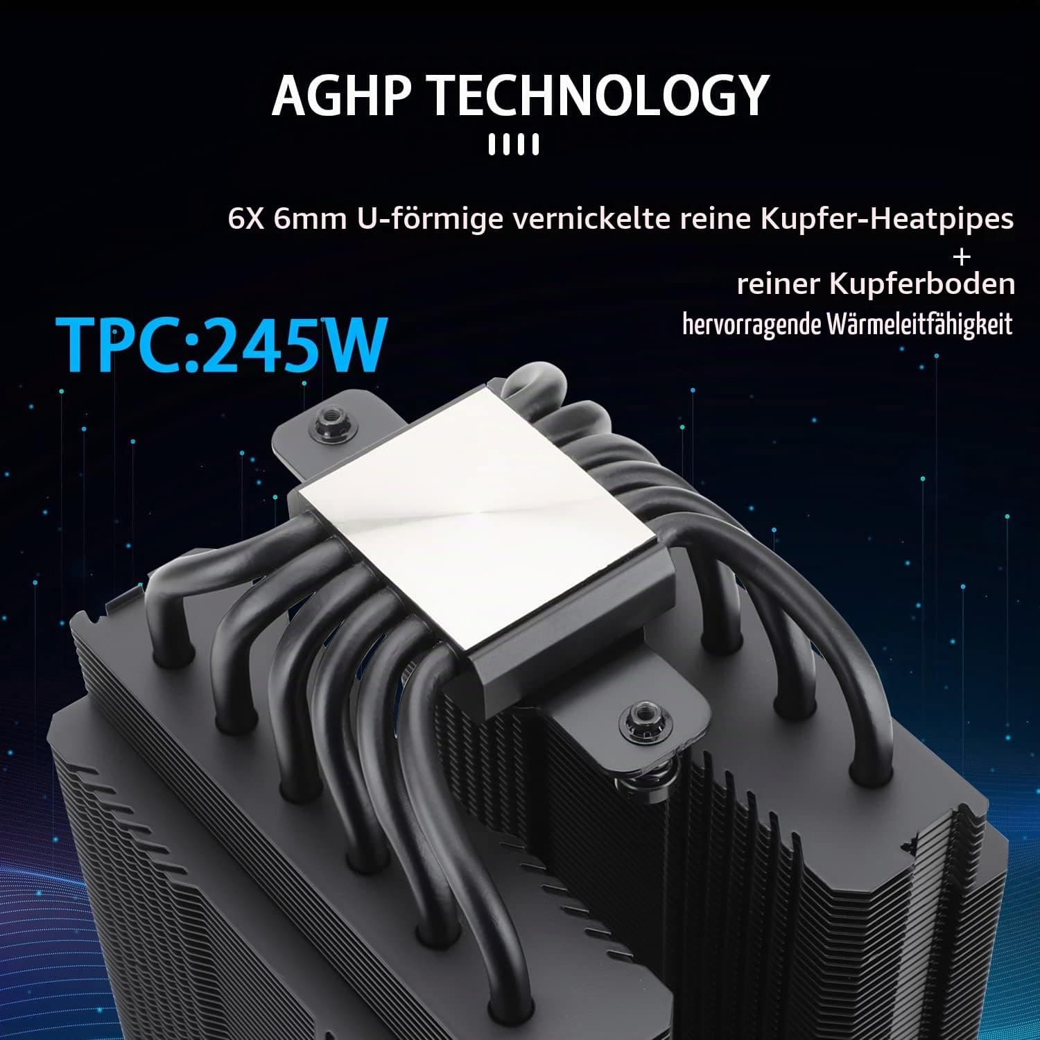 Thermalright Peerless Assassin 120 Black CPU-Luftkühler, 6 Heatpipes, zwei 120mm C12B PWM Lüfter, Aluminium-Kühlkörperabdeckung, AGHP-Technologie, für AMD AM4/Intel LGA 1700/1150/1151/1200/2066/2011 PA120 BLACK Bild 3
