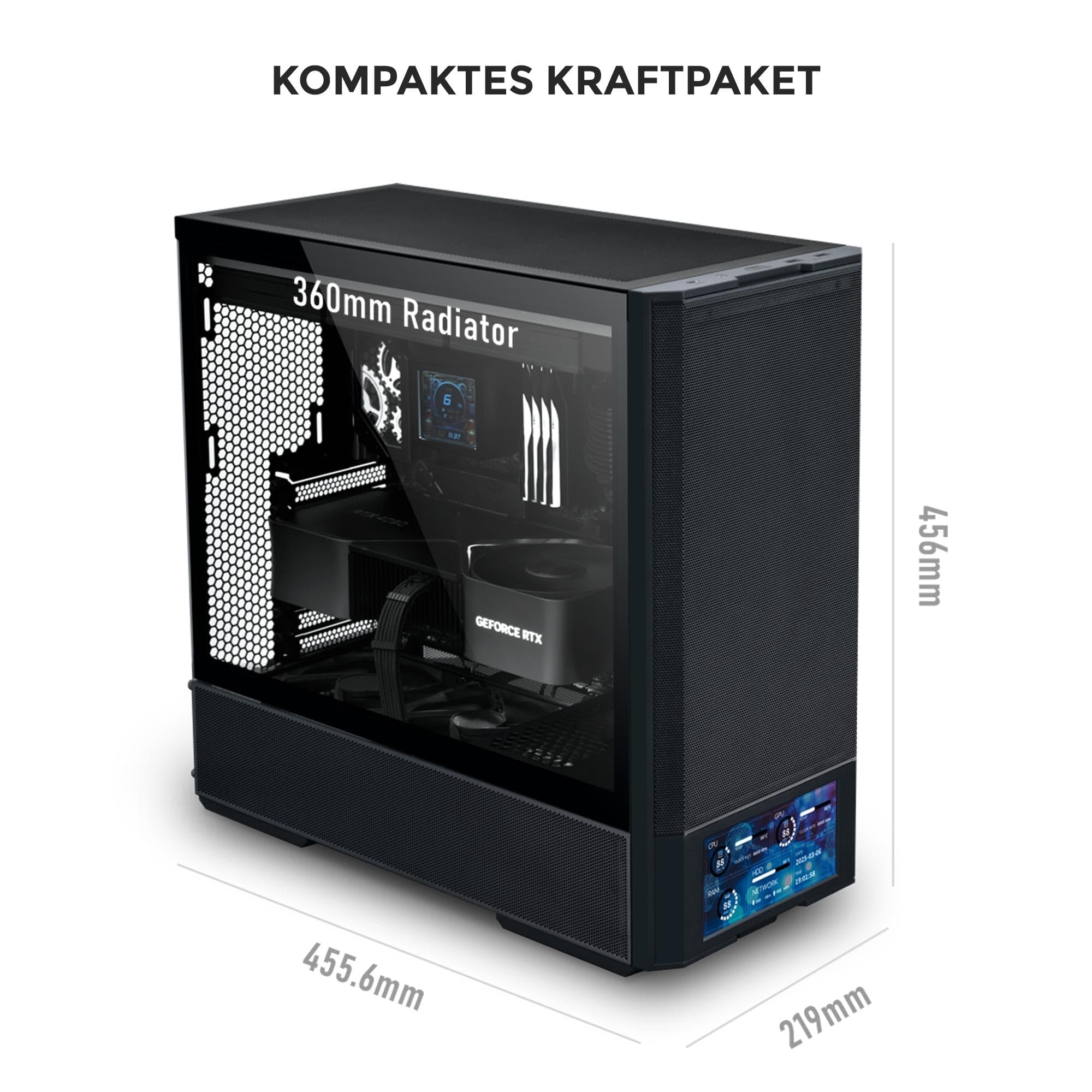Lian Li LANCOOL 207 Digital Gaming PC Gehäuse ATX Schwarz - Midi Tower mit LCD-Bildschirm, Grafikkarten bis 375 mm, Radiator bis zu 360 mm Bild 7