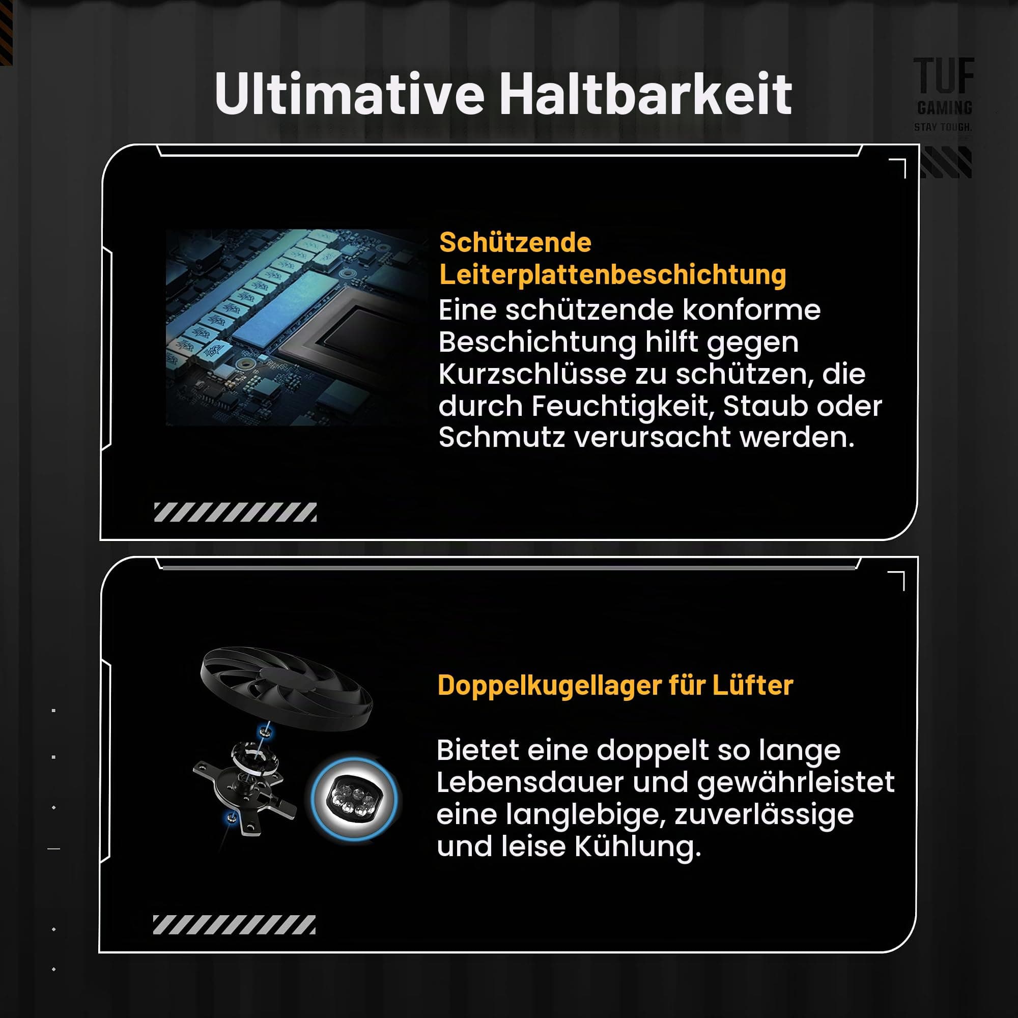 ASUS TUF Gaming GeForce RTX ™ 5060 8GB GDDR7 OC Edition Gaming-Grafikkarte (PCIe® 5.0, HDMI®/DP 2.1, 3.1-Slot, Komponenten in Militärqualität, schützende PCB-Beschichtung, Axial-Tech-Lüfter) Bild 5
