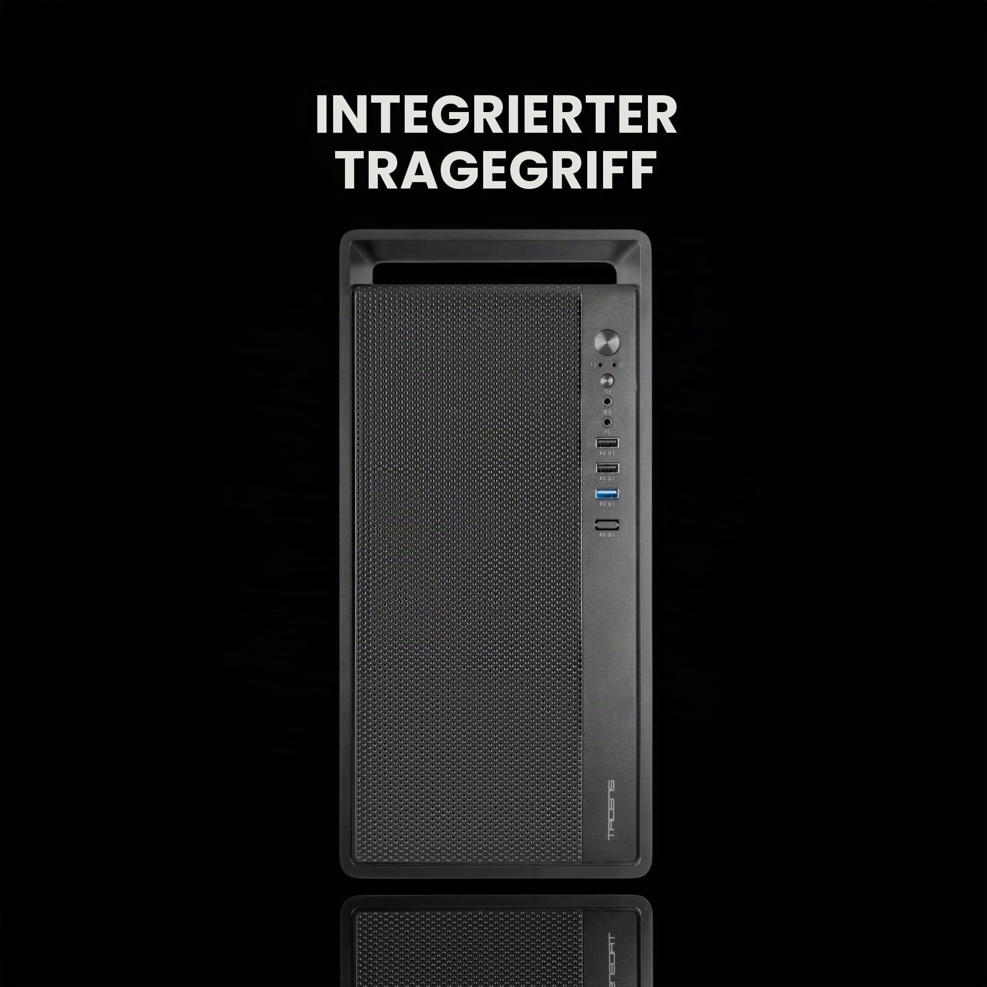 Tacens Fortis II, Mini-Tower PC MicroATX, Vollständige Mesh-Front für Hohen Luftdurchsatz, 1x Leiser 120mm FDB-Rücklüfter, Kompakter SPCC-Stahlgehäuse, Integrierter Tragegriff, Schwarz Bild 7