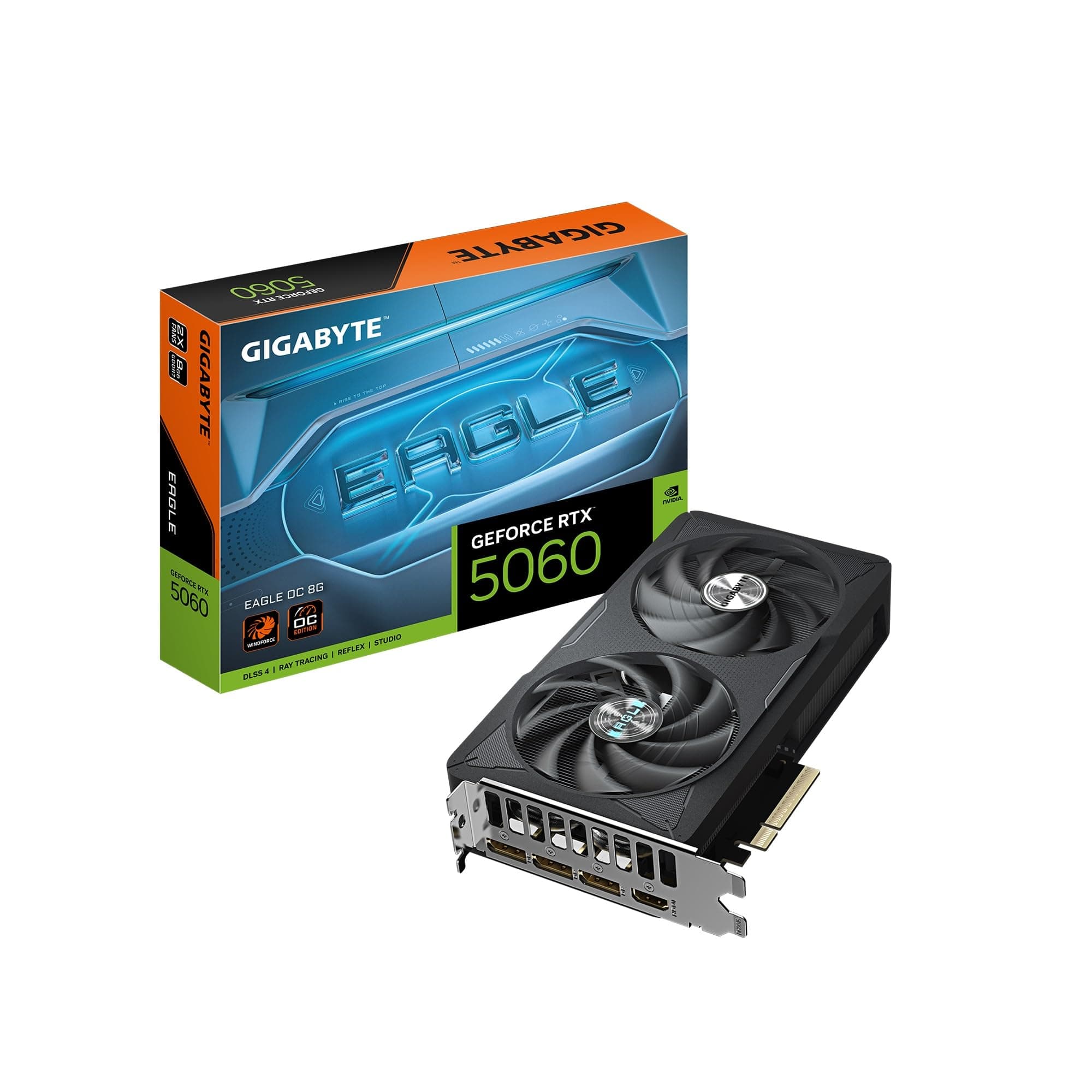 GIGABYTE GeForce RTX 5060 Eagle OC 8G Grafikkarte, 8GB 128-Bit GDDR7, PCIe 5.0, WINDFORCE Cooling System, GV-N5060EAGLE OC-8GD Grafikkarte