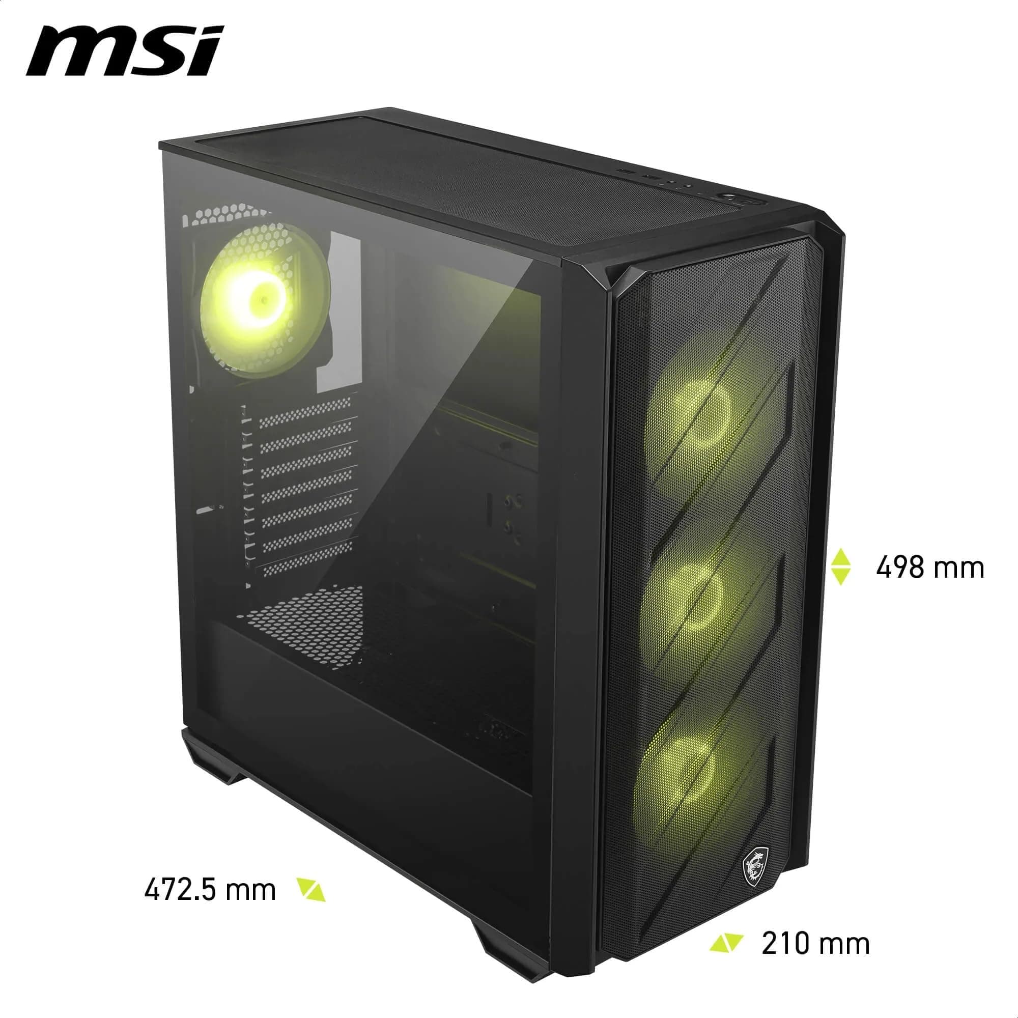 MAG Forge 330R LUFTSTROM – Mid-Tower-PC-Gehäuse – Hervorragende Luftzirkulation, ATX-Kompatibilität, Unterstützung für 360-mm-Radiatoren, Vier vorinstallierte ARGB-Lüfter, Glas-Seitenwand Bild 3