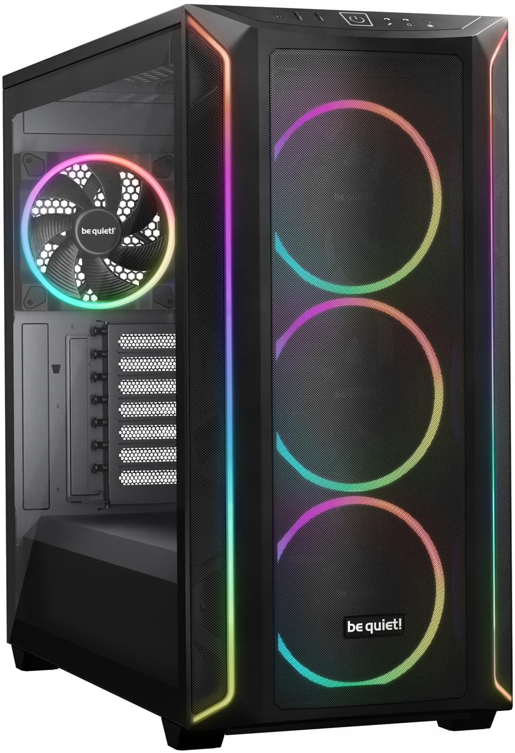 be quiet! Shadow Base 800 FX Black PC-Gehäuse, Light Wings 140mm PWM Lüfter, ARGB-Beleuchtung, USB 3.2 Gen. 2 Type C, Airflow, Open-Mesh, E-ATX Mainboard, 420mm Radiatoren, Glasseitenteil Bild 2