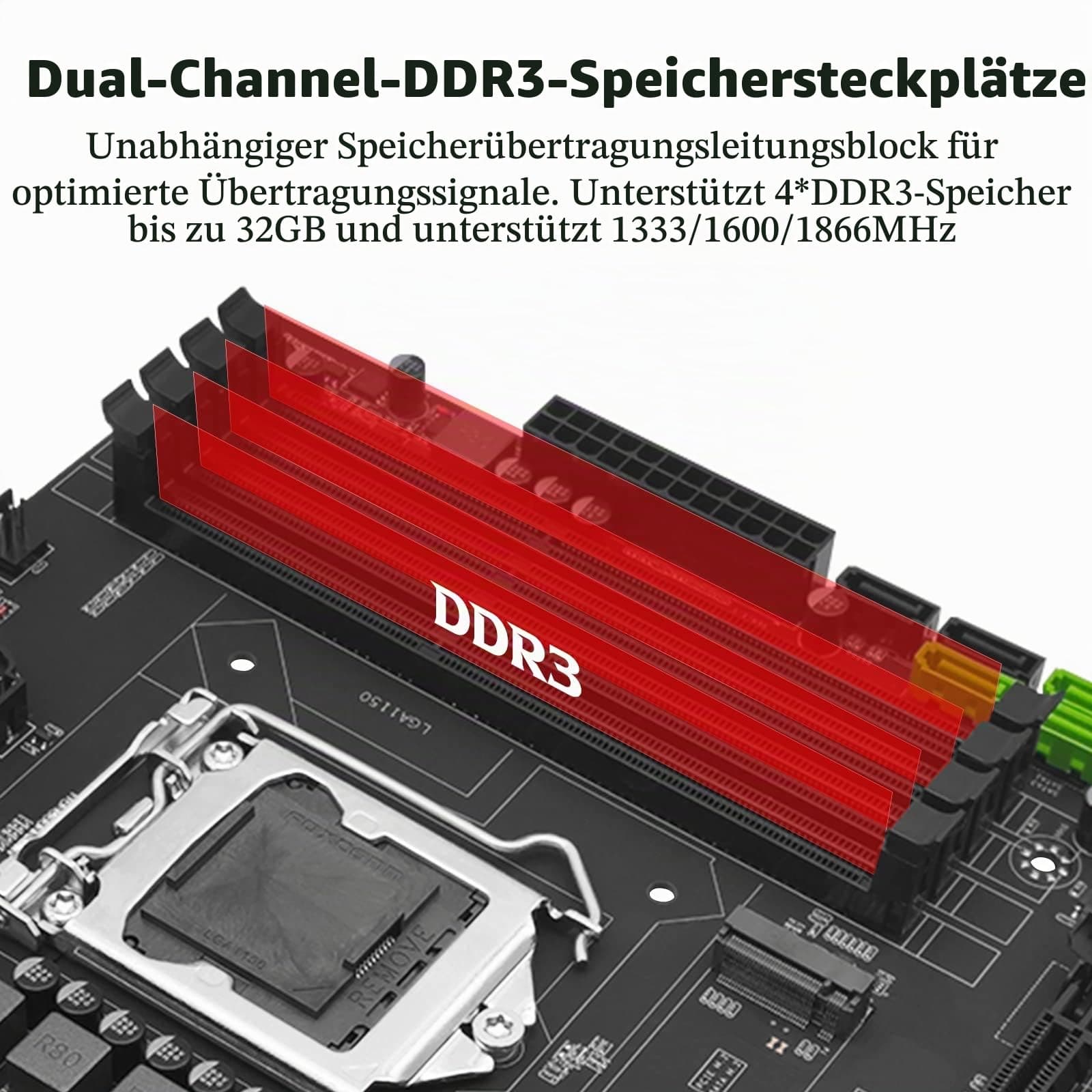 SHANGZHAOYUAN B85M PRO Mainboard Kompatibel mit Intel LGA 1150 Core i7/i5/i3/Pentium/Celeron/E3 (4*DDR3 Max 32GB, VGA/DVI/HDMI-kompatibel, PCIe 3.0 x16, SATA 3.0, Gigabit LAN) M-ATX Gaming Motherboard Bild 7
