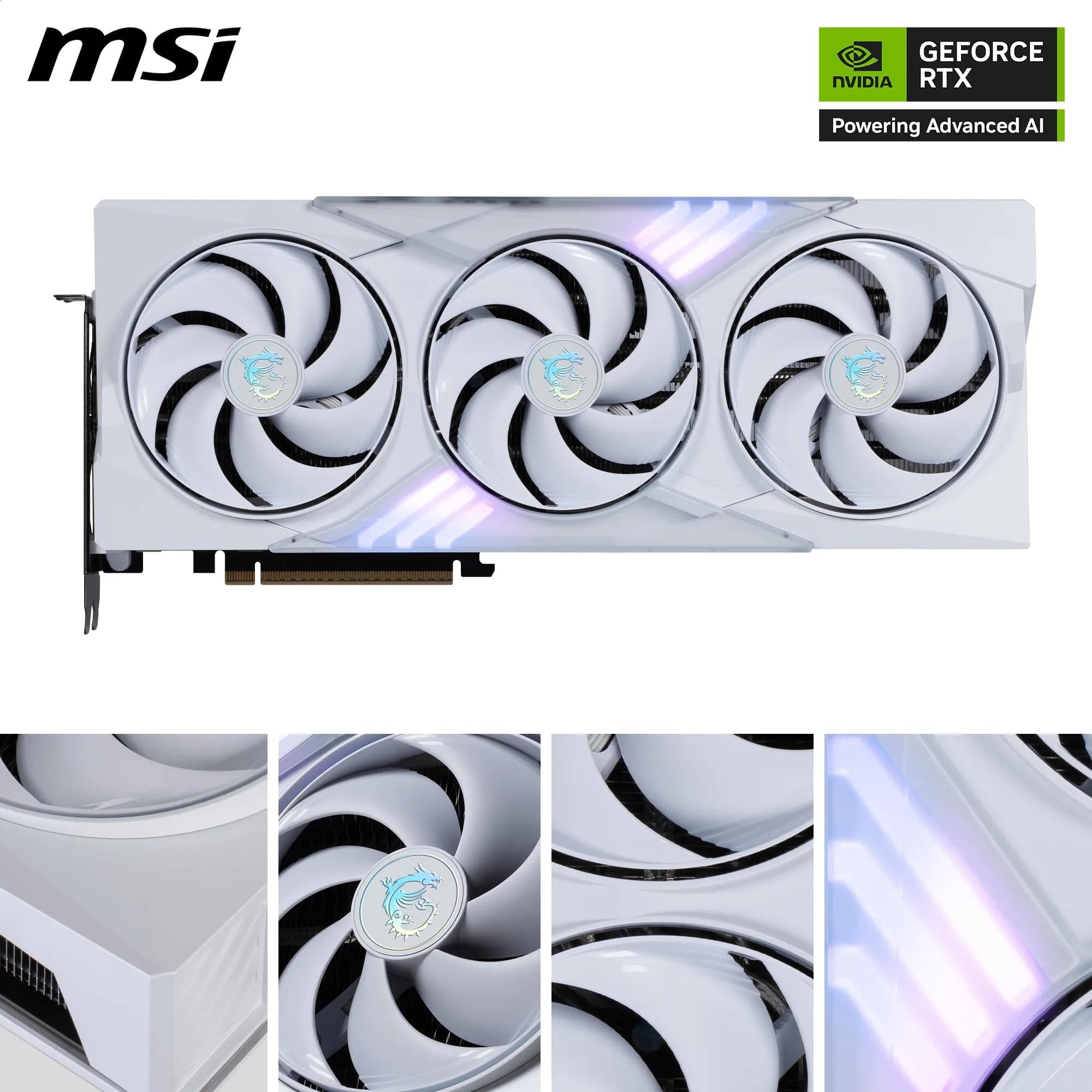 MSI GeForce RTX 5080 16G Gaming Trio OC White — 16GB GDDR7 (30Gbps/256-bit), PCIe 5, Boost: 2745 MHz, HDMI 2.1b, DisplayPort 2.1b Bild 3