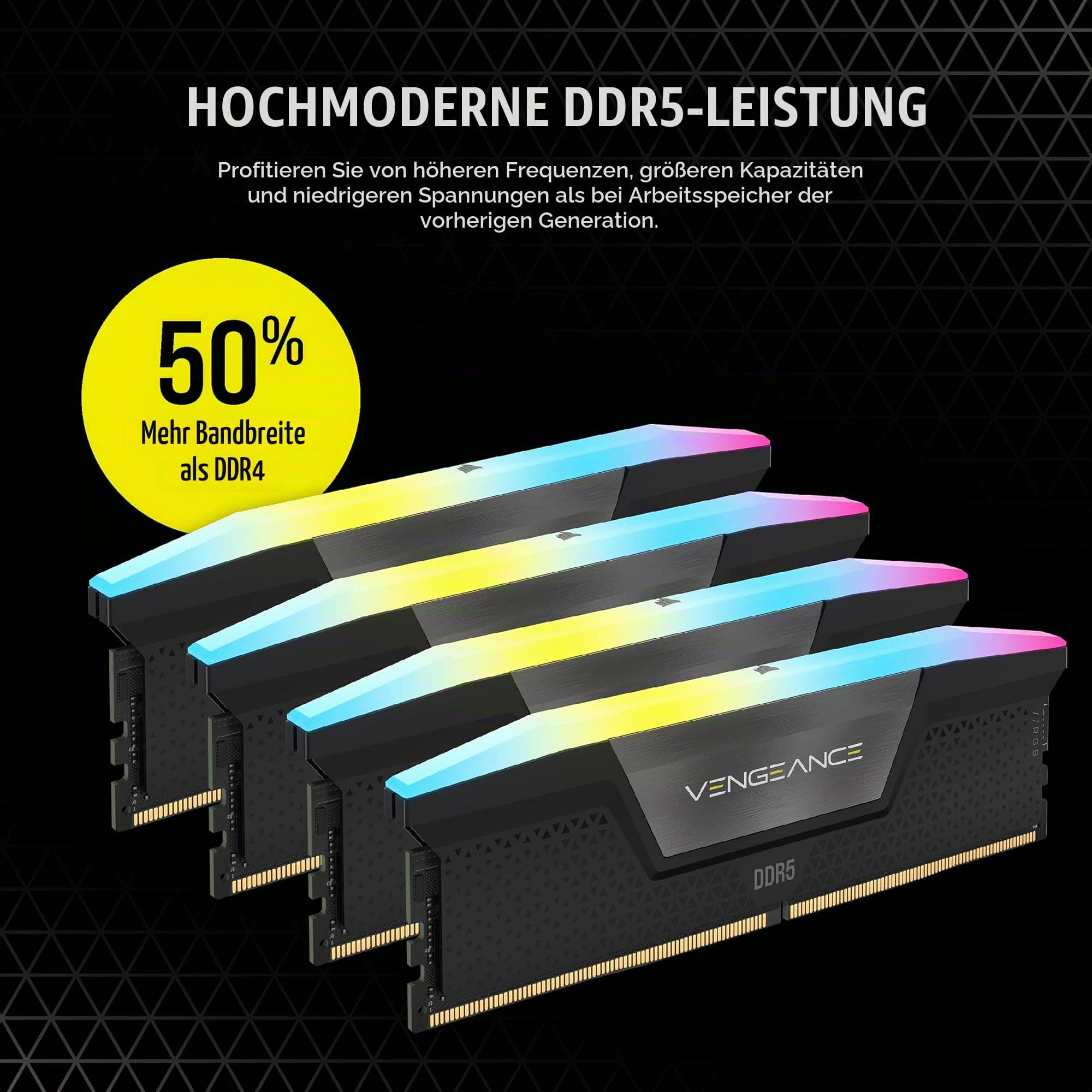 Corsair Vengeance RGB DDR5 RAM 64GB (4x16GB) 6600MHz CL32 Intel XMP iCUE Kompatibel Computer Speicher - Schwarz (CMH64GX5M4B6600C32) Bild 5