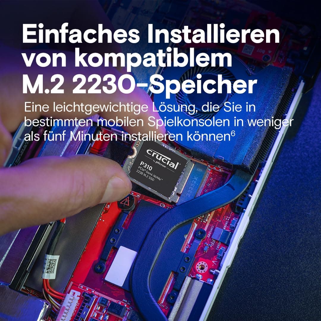 Crucial P310 SSD 1TB M.2 2230 PCIe Gen4 NVMe, bis 7.100 MB/s, mit Steam Deck, ASUS ROG Ally, MSI Claw & Microsoft Surface kompatibel - CT1000P310SSD2 1TB (M.2 2230) Bild 3