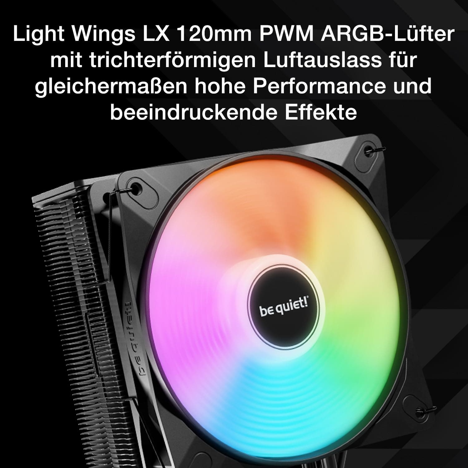 be quiet! Pure Rock 3 LX Luftkühler, sehr hohe Kühlleistung, 4 Hochleistungs-Heatpipes mit HDT-Technologie, Light Wings LX 120mm PWM- Lüfter, ARGB-Beleuchtung, vorinstallierte Montagebrücke Bild 5