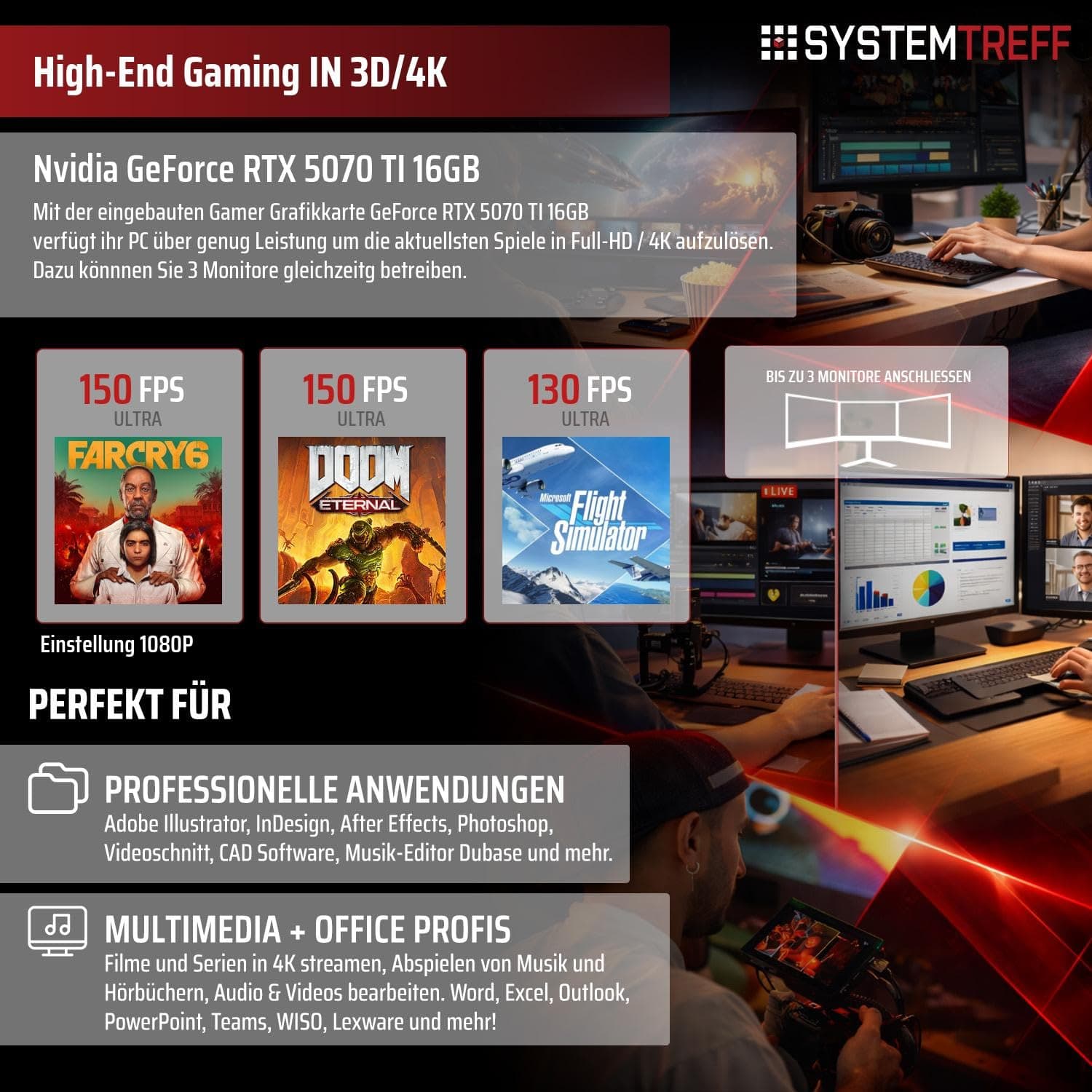 SYSTEMTREFF High-End Gaming PC Intel Core i9-12900KF 8x5.2GHz | Nvidia RTX 5070 TI 16GB | 1TB M.2 NVMe | 32GB DDR5 RAM | Windows 11 | Desktop Computer Rechner für Gamer, Zocker & Streamer Bild 5