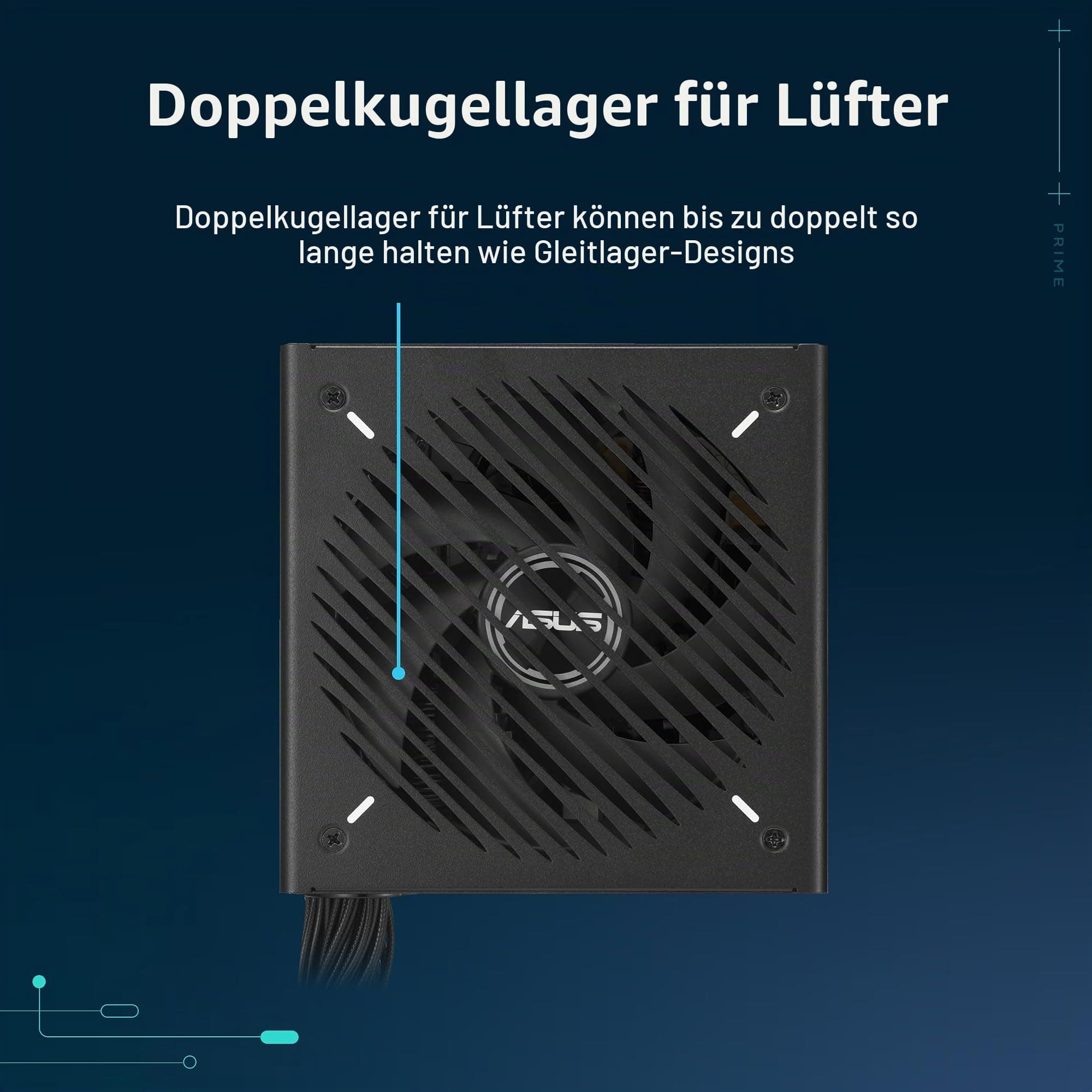 ASUS Prime 650W Bronze Black Gaming Netzteil (650 Watt, Lüfter mit Doppelkugellager, ATX12V, 80+ Bronze-Zertifizierung, 135-mm-Lüfter, DIY-freundlicher CPU-Stromanschluss, geätzte Kabel) Bild 3