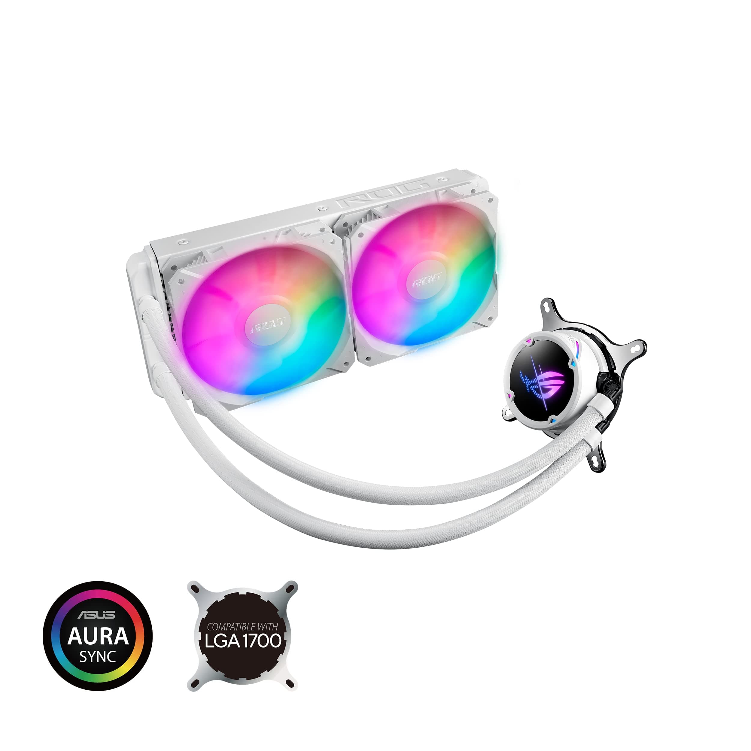 ASUS ROG STRIX LC II 240 ARGB White Edition All-in-One Flüssig-CPU-Wasserkühlung (Aura Sync, zwei adressierbare ROG 120mm RGB-Lüfter) Bild 3