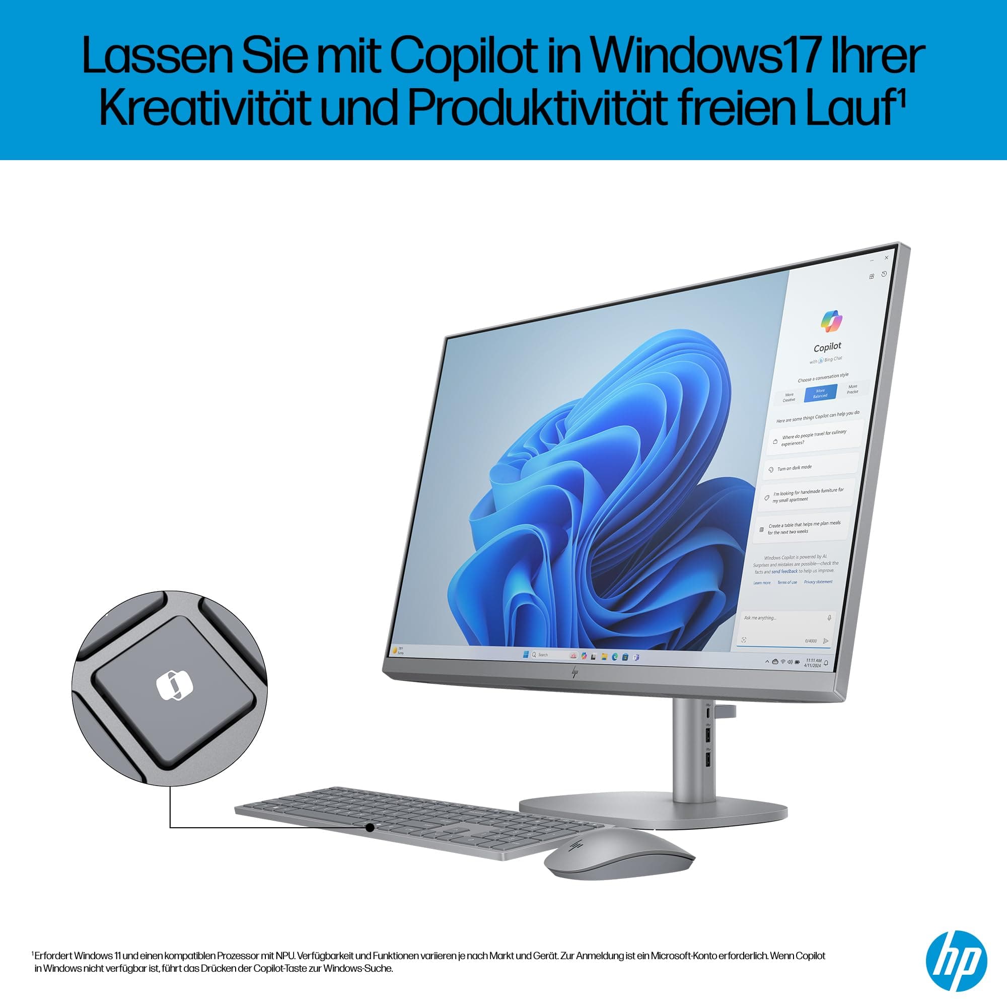 HP OmniStudio X 27-cs0273ng All-in-One KI PC, 27 Zoll Entspiegeltes FHD-Display, Intel Core Ultra 7 155H, 16 GB DDR5-SDRAM, 1 TB SSD, Intel Arc Graphics, Windows 11 Home, QWERTZ Tastatur, Silber Intel Core Ultra 7 155H 27 Zoll FHD Intel Arc Graphics Bild 5