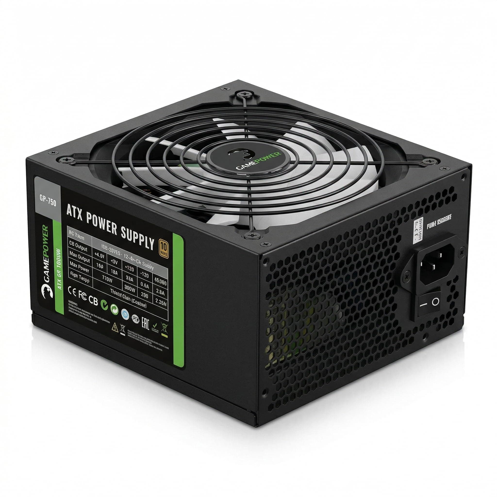 GAMEPOWER GP-750 ATX Netzteil 750W, 80 Plus Bronze Zertifiziert, Ultra-leise 140-mm Lüfter, Aktive PFC-Effizienz, Gaming PC Power Supply Non-modular 750 Watt