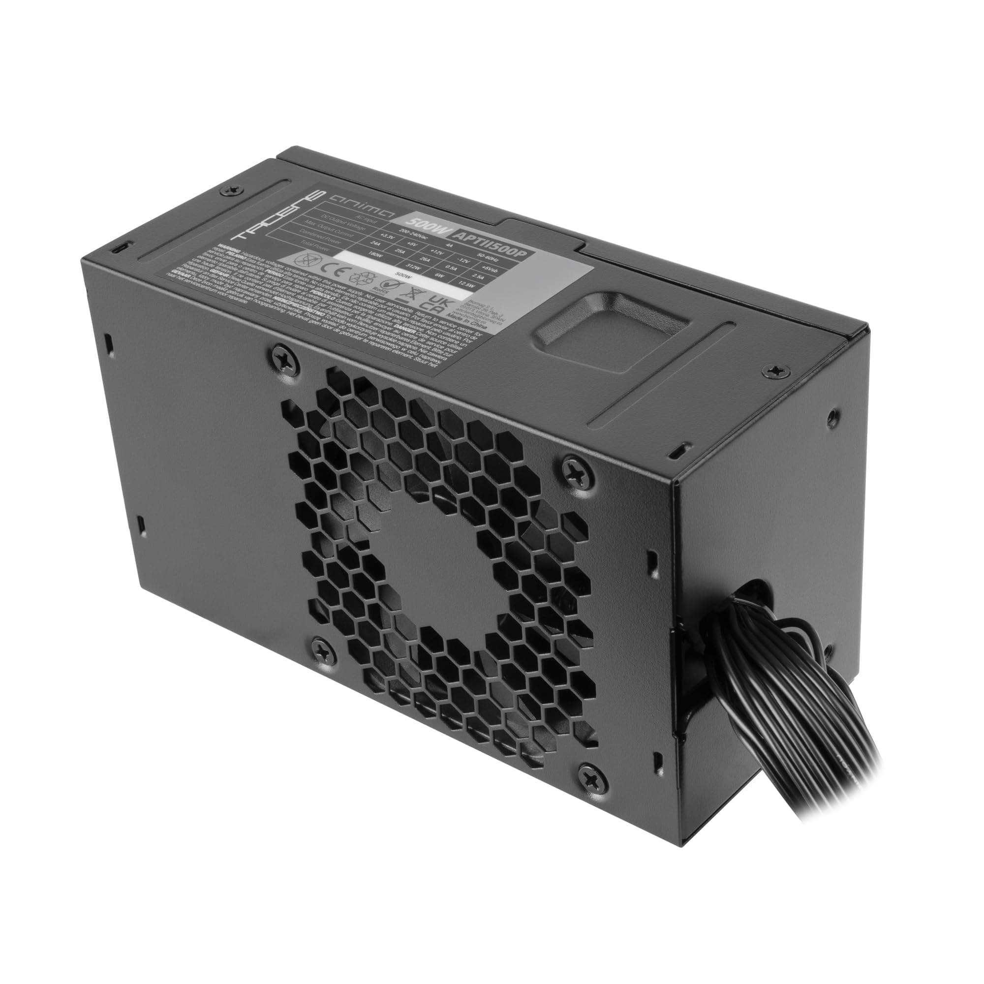 Tacens Anima APTII500P, TFX-Netzteil, 500W Leistung, Ultrakompaktes Design, 85% Effizienz, SMD-Technologie, 80mm Lüfter, Professionelles PC-Netzteil mit Flachkabeldesign, Schwarz Bild 3