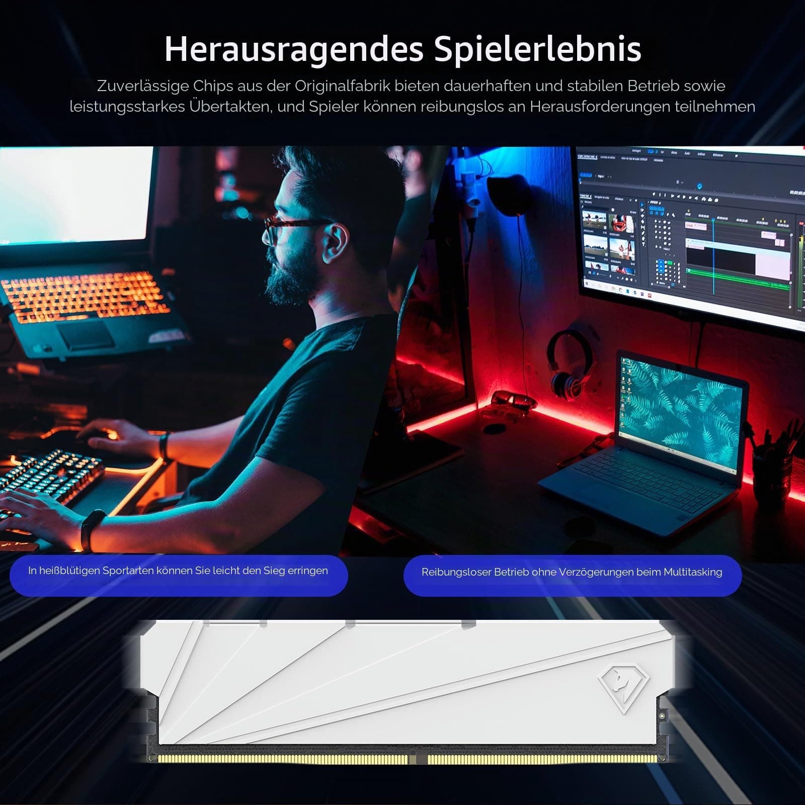 Netac DDR4 RAM 8GB 2666MHz Computer Desktop-Speicher DRAM C19 Gaming-Speicher 8GB Weiße Wärmeveste, Desktop-Speicher Weiß Bild 7