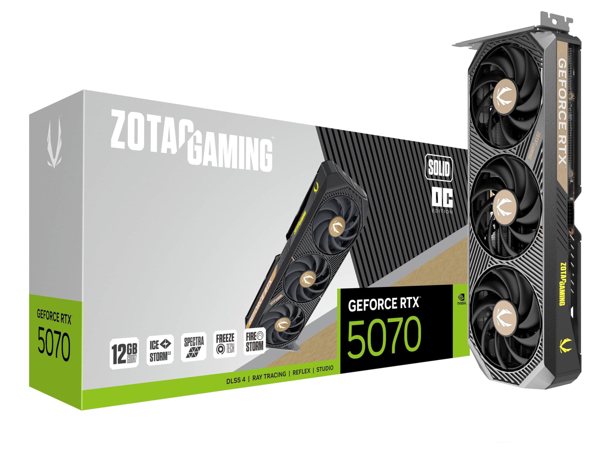 ZOTAC Gaming GeForce RTX 5070 Solid OC DLSS 4 12GB GDDR7 192-bit 28Gbps PCIE 5.0 Gaming Grafikkarte, IceStorm 2.0 Kühlung, Spectra RGB Beleuchtung, ZT-B50700J-10A Bild 2