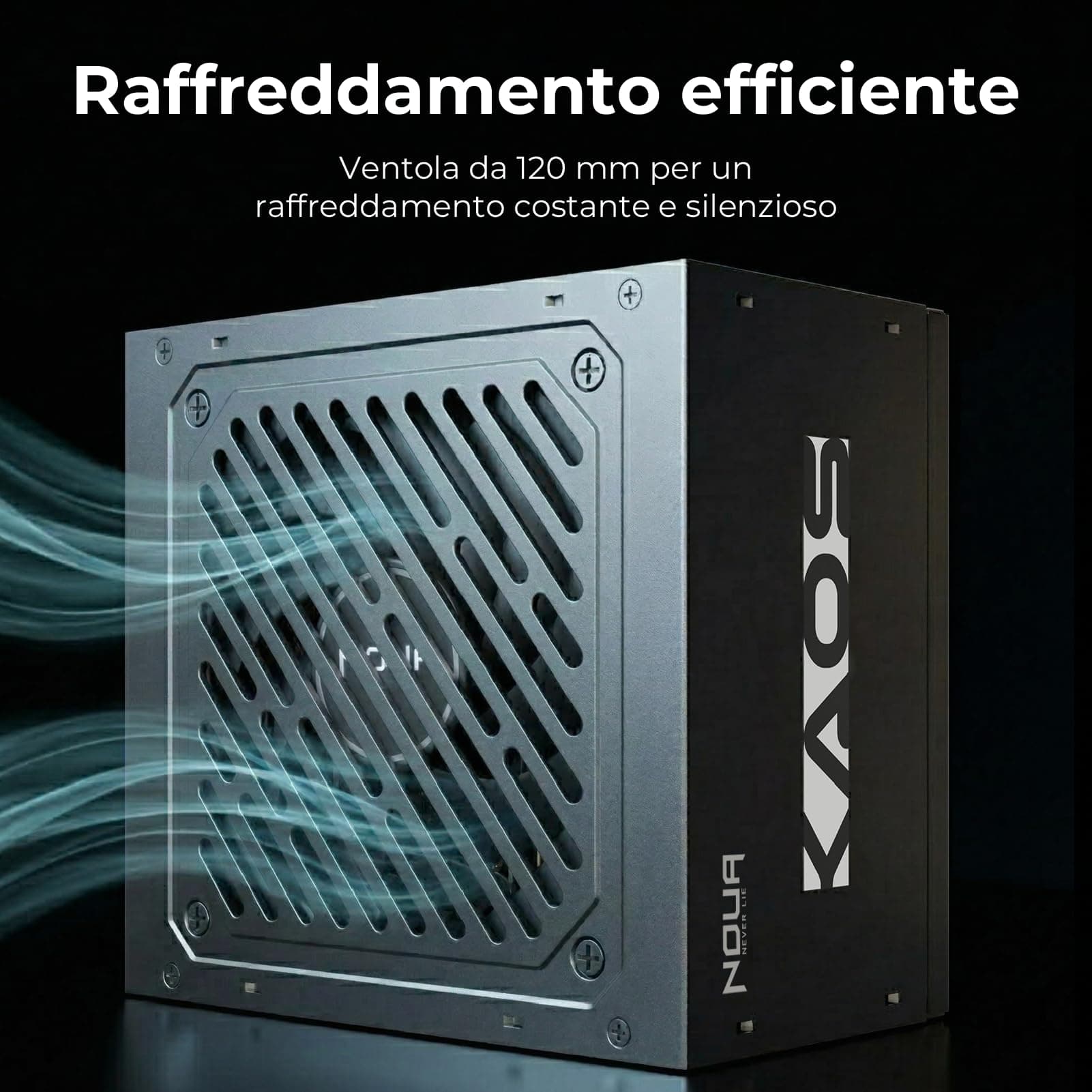 Noua KAOS 550 W ATX-Netzteil für PC Gaming 550 Watt, erfüllt 80+ Bronzen, DC zu DC, leiser Lüfter 120 mm, aktiver PFC 550 Watt Erfüllt 80+ Bronze Bild 5