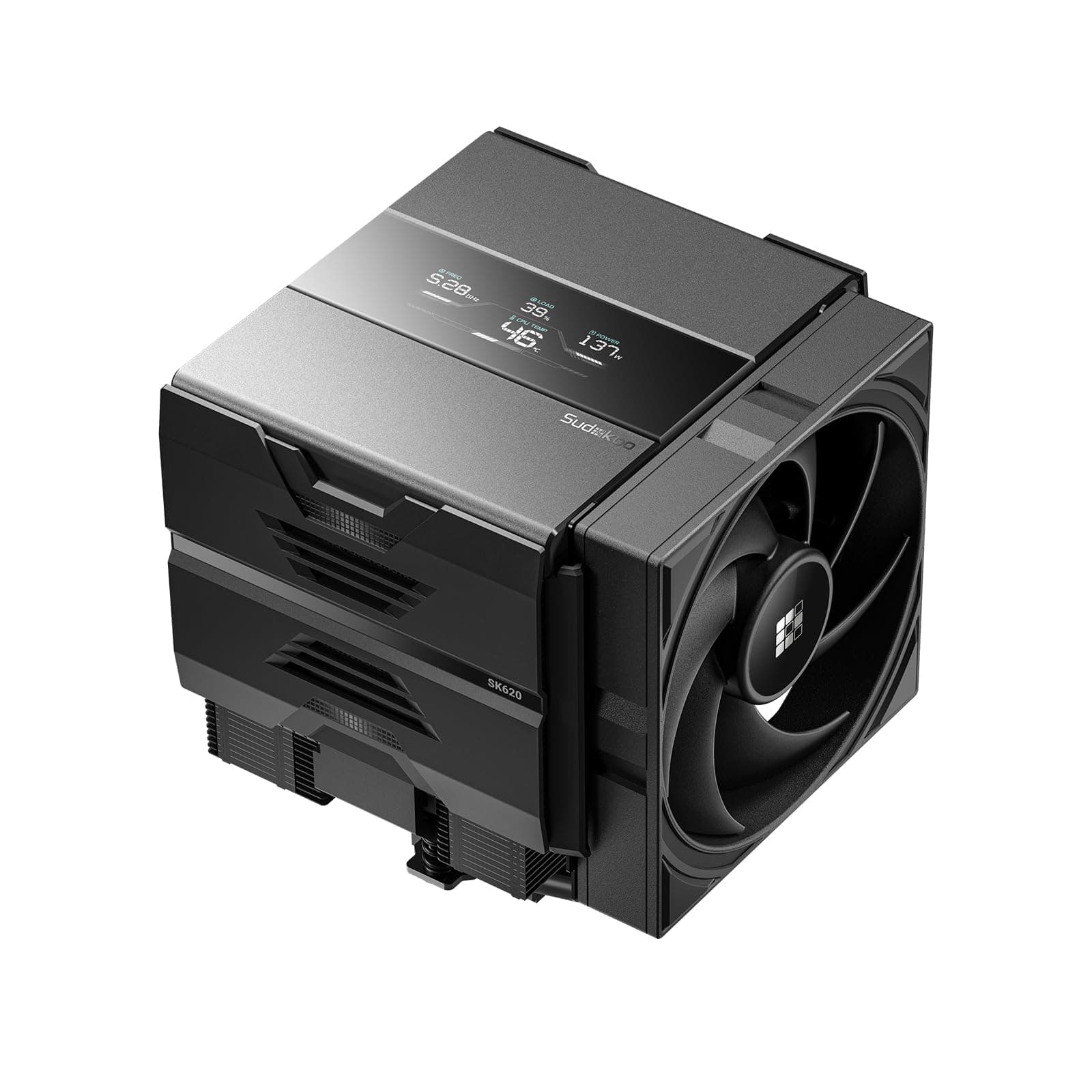 Sudokoo SK620V CPU Kühler : AM5 Exklusiv, CPU Cooler mit Digital Display, Prozessorlüfter mit 2 x 120mm PWM PC Lüfter FDB, 6 Heatpipes, Dual Tower, Werkzeuglose Lüftermontage, RAM-Kompatibilität