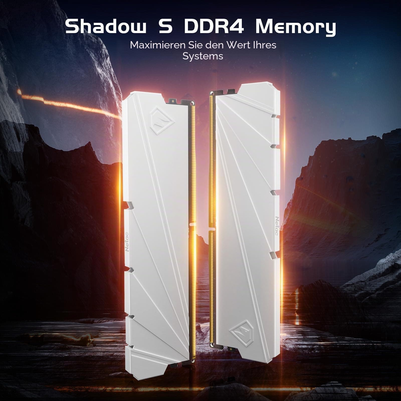 Netac DDR4 RAM 8GB 2666MHz Computer Desktop-Speicher DRAM C19 Gaming-Speicher 8GB Weiße Wärmeveste, Desktop-Speicher Weiß Bild 3