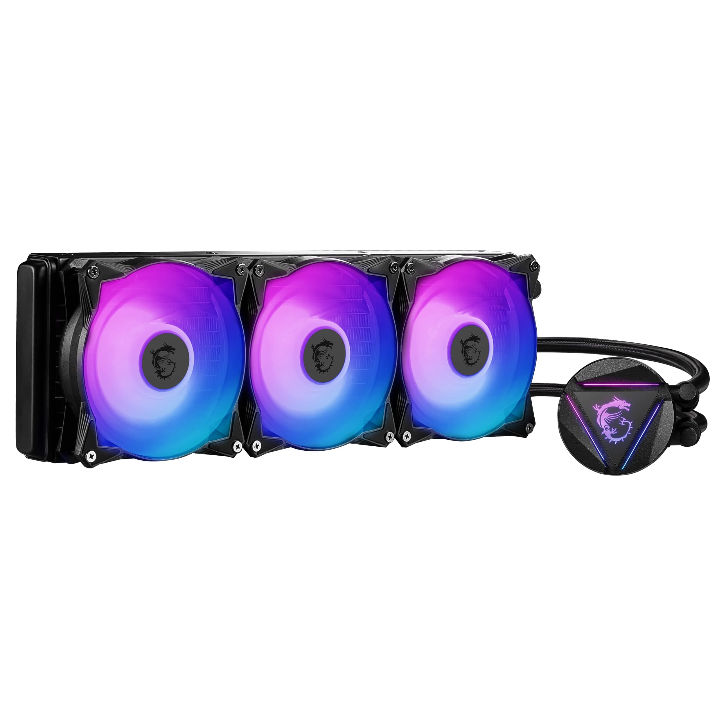 MSI MAG CORELIQUID 360R V2 AIO CPU Wasserkühlung, drehbarer ARGB-Blockkopf, integrierte Kühlerpumpe, Split-Flow Wasserkühlung, verdampfungssichere Schläuche, einfache Montage, AMD & Intel kompatibel Bild 2