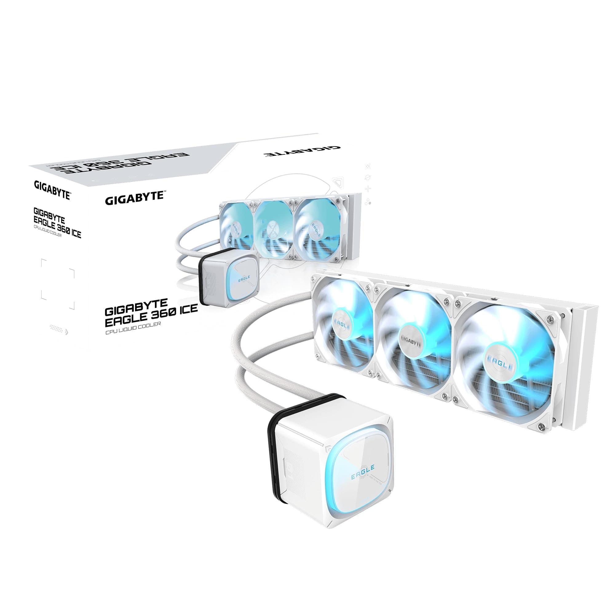GIGABYTE Eagle 360 Ice Flüssig-CPU-Kühler - 3x120mm ARGB-Lüfter, Vollfarb-LCD, Daisy-Chain, Kompatibel mit Intel LGA 1851 und AMD AM5 Bild 2