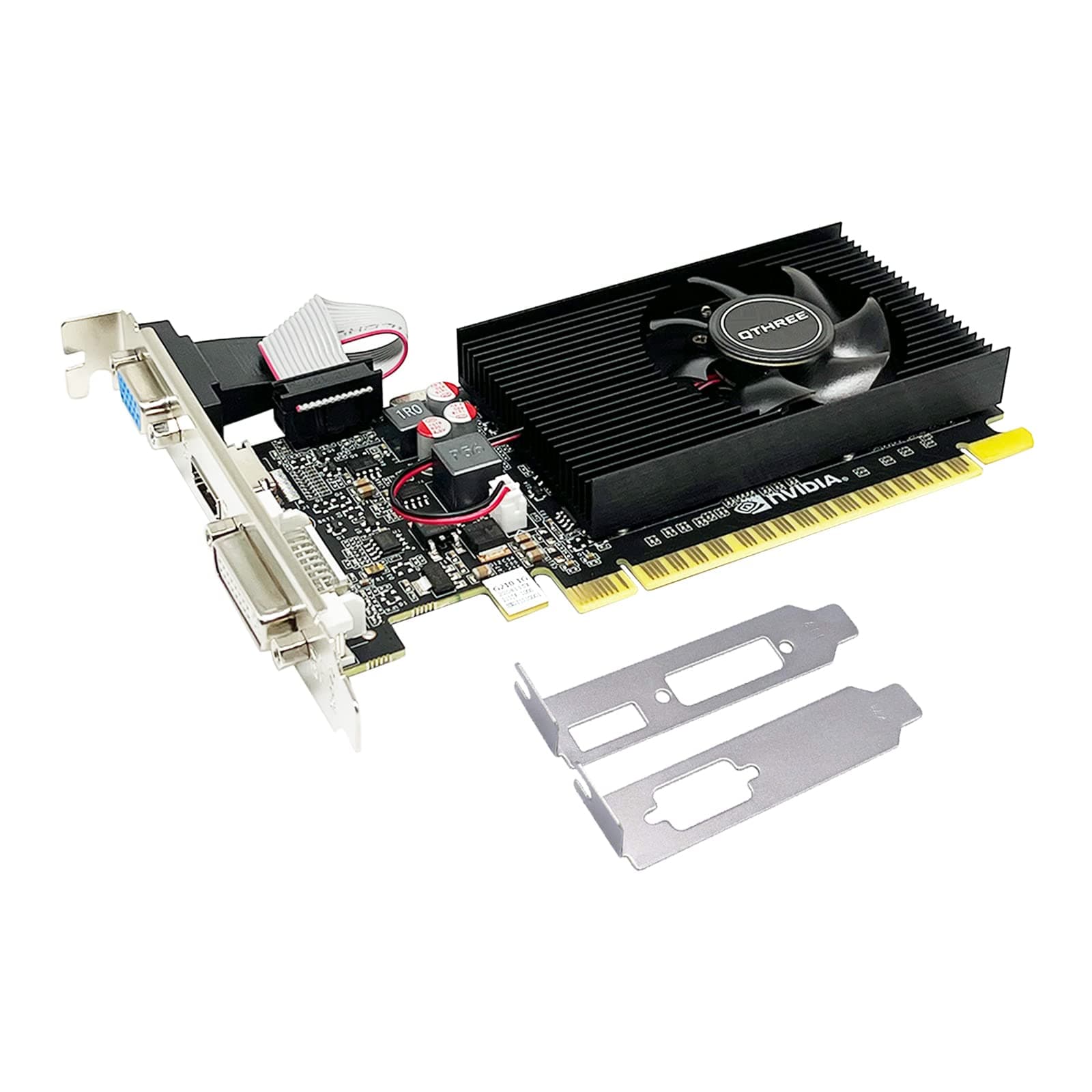 QTHREE GeForce 210 Grafikkarte, 1024 MB, DDR3, 64 Bits, HDMI, DVI, VGA, DirectX 10, OpenGL 3.3, PCI Express x16, Low Profile 3 Schnittstellen