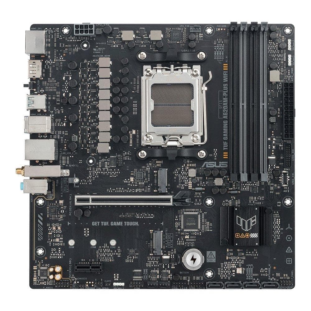 ASUS TUF Gaming A620M-PLUS WiFi mATX Mainboard (DDR5, PCIe 4.0, 2X M.2, Wi-Fi 6, 2.5Gb LAN, HDMI, DP, USB 10Gb/s Typ-A & Typ-C, BIOS Flashback, M.2 Q-Latch, Aura Sync, 8+2+1 Phasen) Bild 7