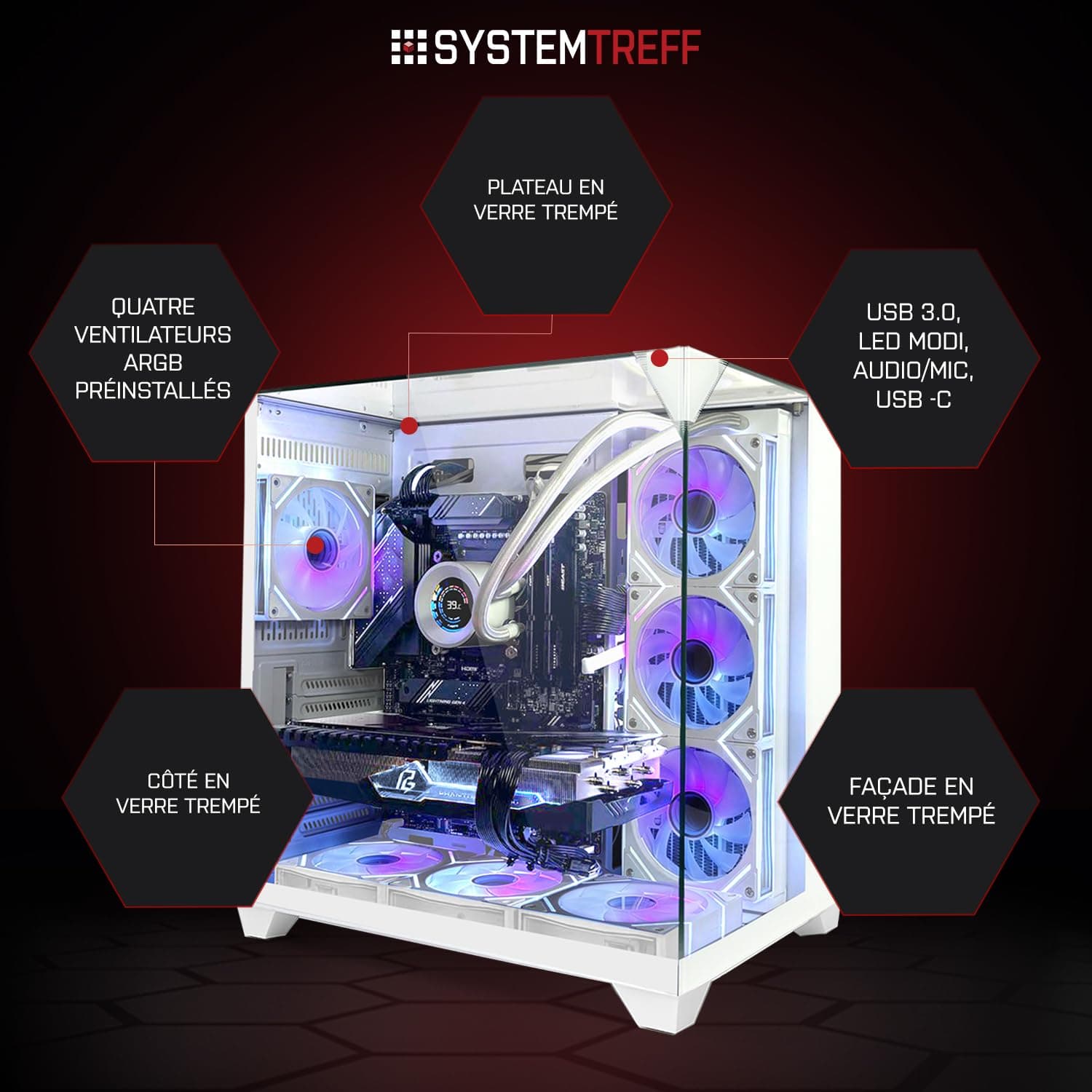 SYSTEMTREFF High-End Gaming PC weiß AMD Ryzen 9 9950X3D2 Dual 16x5.6GHz | RX 9070 XT 16GB | 2TB M.2 NVMe | 32GB DDR5 RAM | Windows 11 | Desktop Computer Rechner für Gamer, Zocker & Streamer Bild 3