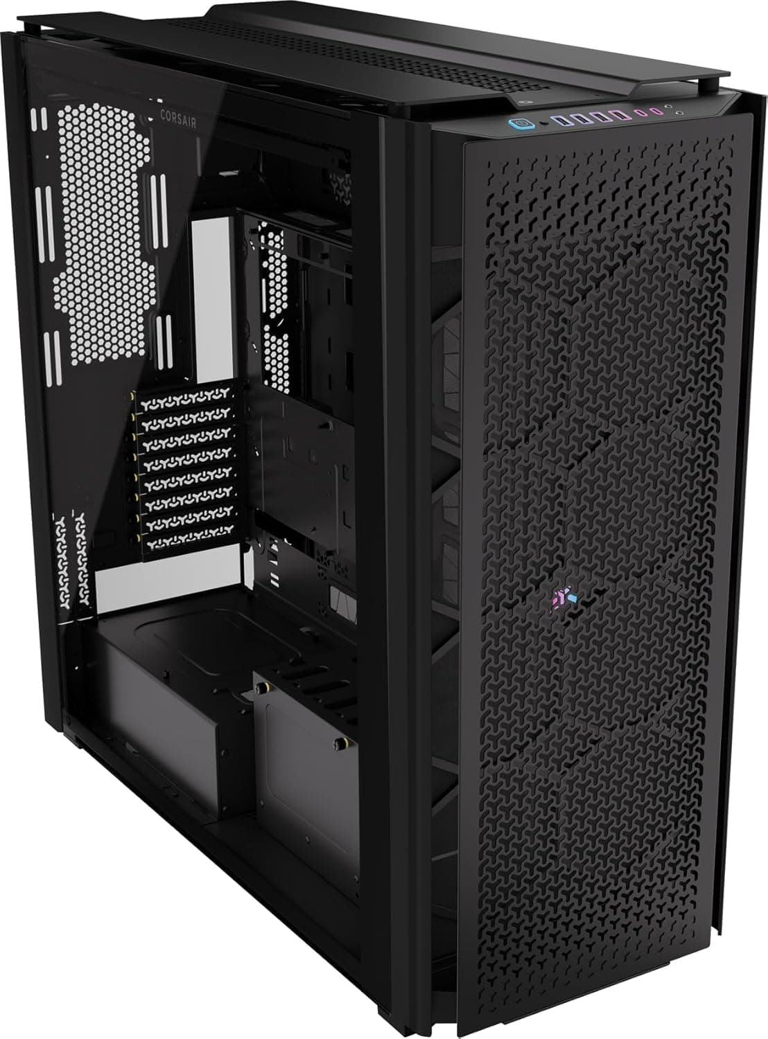 Corsair 9000D RGB Airflow Super Full-Tower-PC-Gehäuse – Geräumige Innenraum – InfiniRail™-Lüfterhalterungssystem – Keine Ventilatoren Inbegriffen – iCUE LINK-System-Hub Inbegriffen – Schwarz