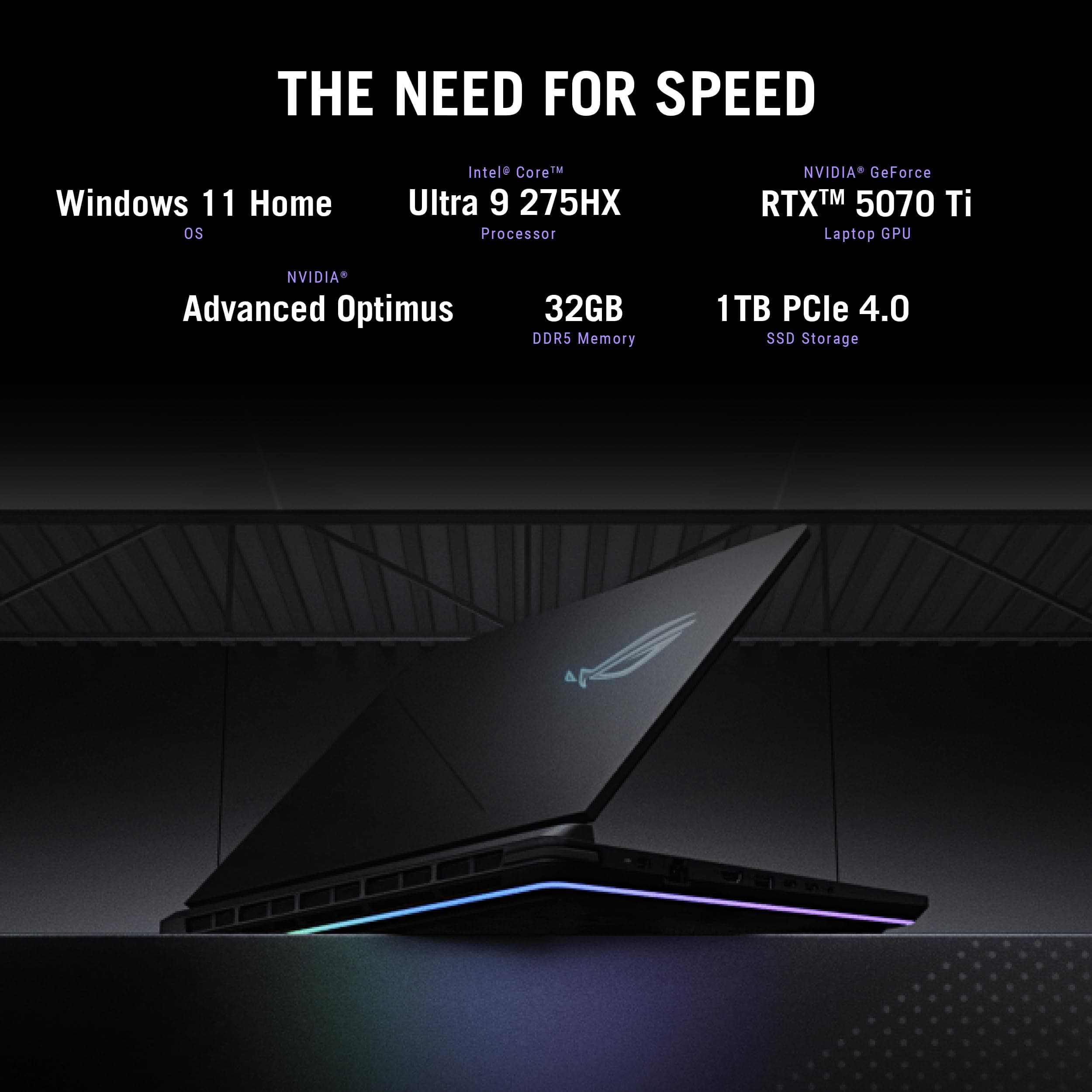 ASUS ROG Strix G16 (2025) Gaming Laptop, 16 Zoll ROG Nebula Display 16:10 2.5K 240Hz/3ms, NVIDIA® GeForce RTX™ 5070 Ti GPU, Intel® Core™ Ultra 9 275HX Prozessor, 32GB DDR5, 1TB SSD Wi-Fi 7, Win1 1 x Bild 2