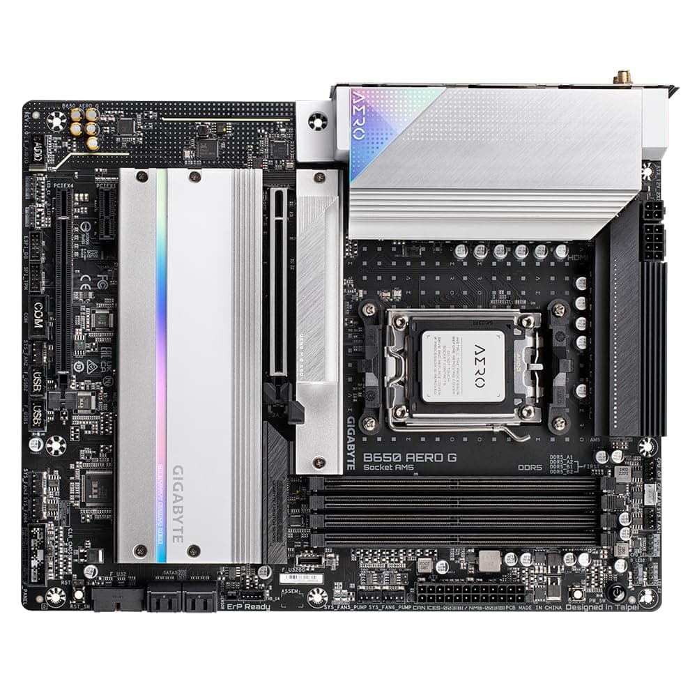 GIGABYTE B650 AERO G Mainboard - Unterstützt AMD Ryzen 9000er-Serie CPUs, bis zu 8000 MHz DDR5 (OC), 1xPCIe 5.0 + 2xPCIe 4.0 M.2, 2,5 GbE LAN, WiFi 6E, USB 3.2 Gen 2 Bild 5