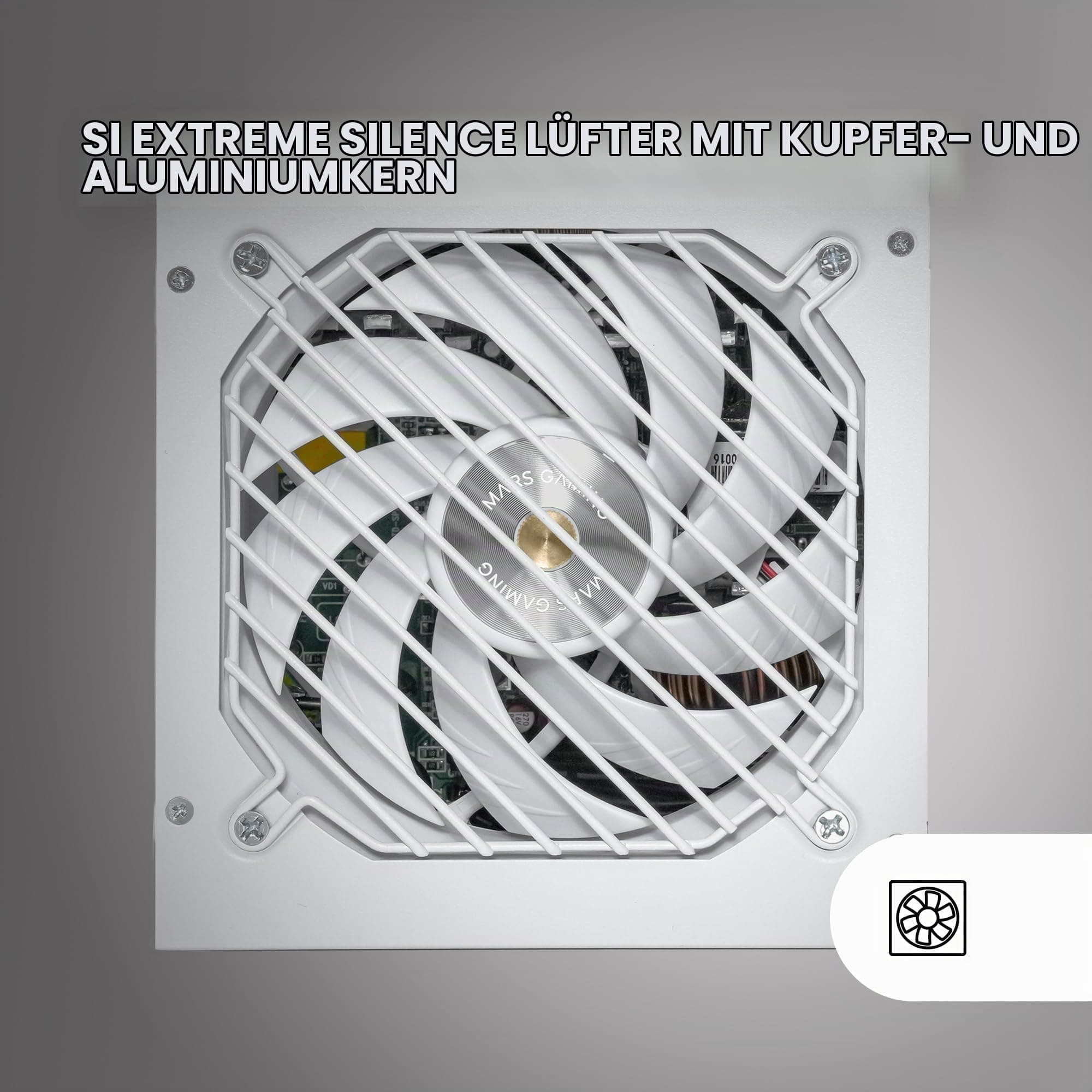 Mars Gaming MPB650SIM, Vollmodulares ATX 650W Netzteil, 7 Jahre Garantie, 80Plus Bronze 230V EU, SI 120mm Lüfter, AI2-RPM Technologie, DC-DC und SMD, Japanische Kondensatoren 105 °C, Weiß Bild 3