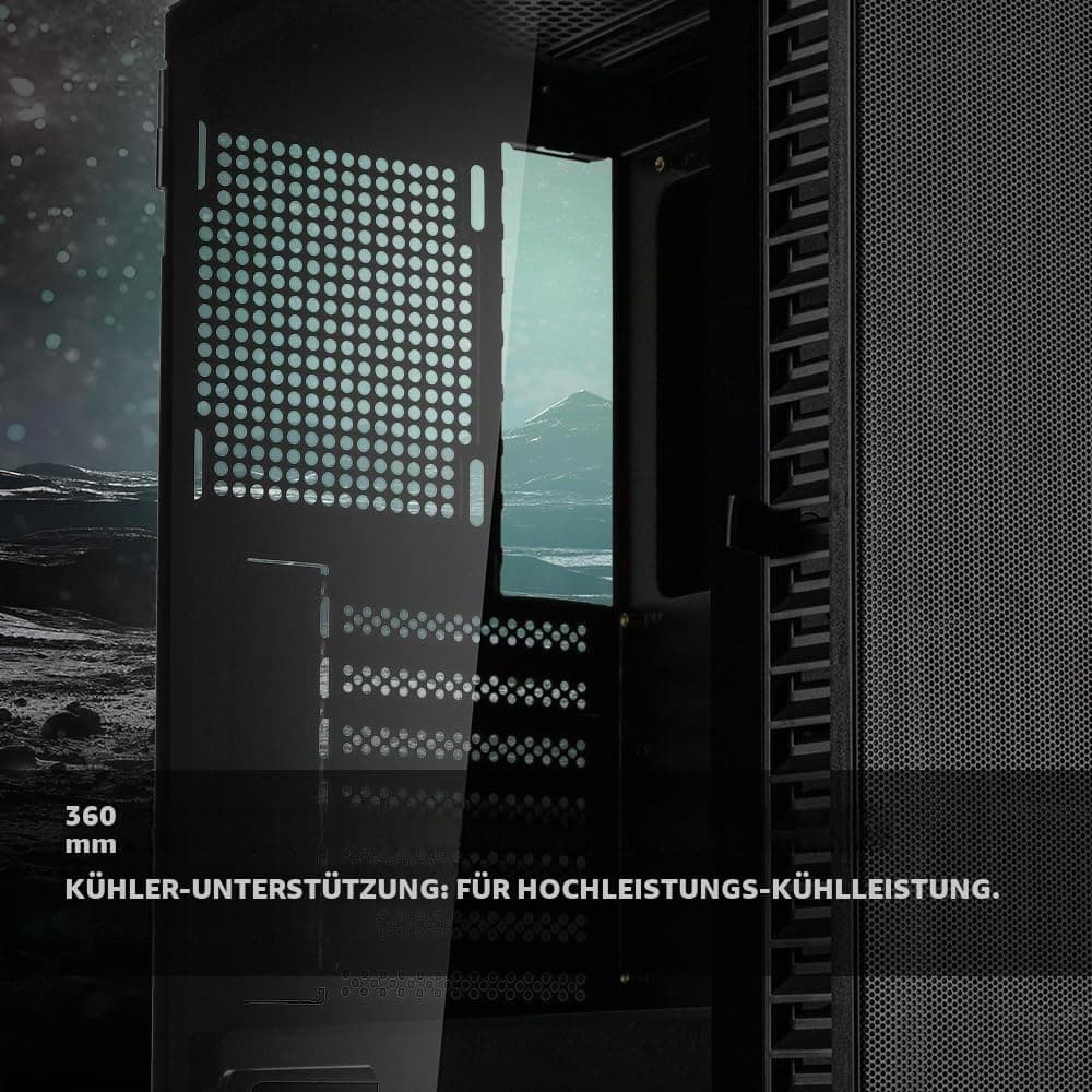 Kolink Observatory HF Mesh Core PC-Gehäuse – Schwarz | ATX Midi-Tower mit Mesh-Front & Glas-Seitenteil, Exzellenter Airflow, 360 mm Radiator-Support, Kabelführung Bild 7