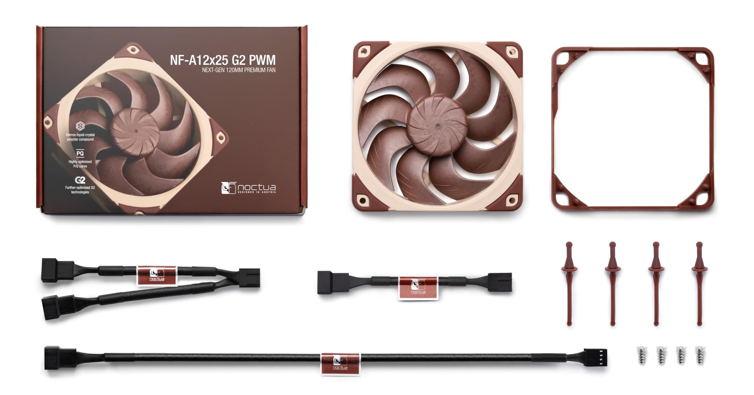 Noctua NF-A12x25 G2 PWM, leiser 120mm PC-Lüfter in Premium-Qualität, 4-Pin (Braun) Bild 7