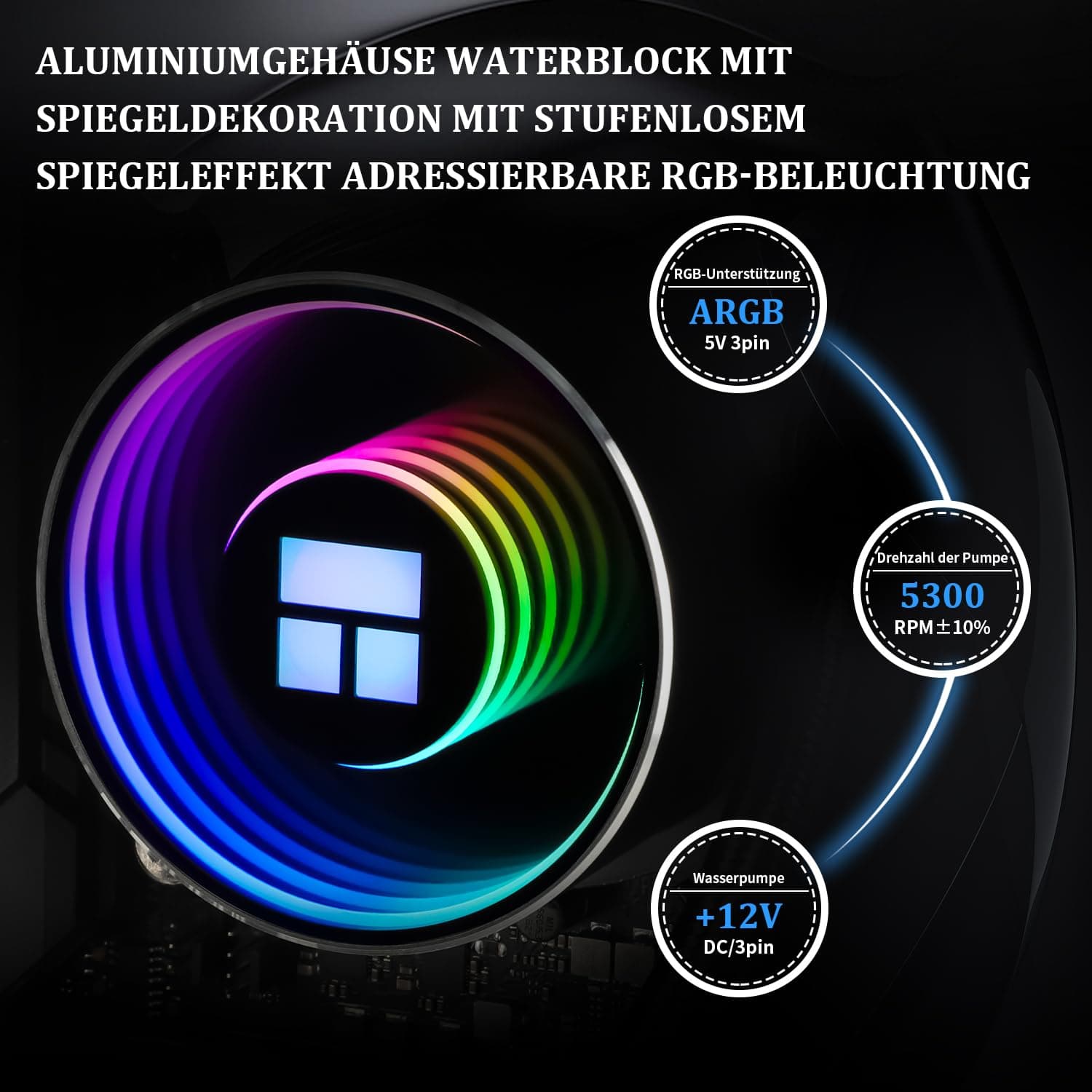 Thermalright Frozen Notte 360 Schwarzer Argb V2 Wasserkühlung CPU-Kühler,360 Spezifikation CPU Flüssigkühler,doppelte PWM-Lüfter,S-FDB-Lager,geeignet für AM4/AM5,Intel LGA 1851/1700/115x/1200/2011 360mm Black Bild 7