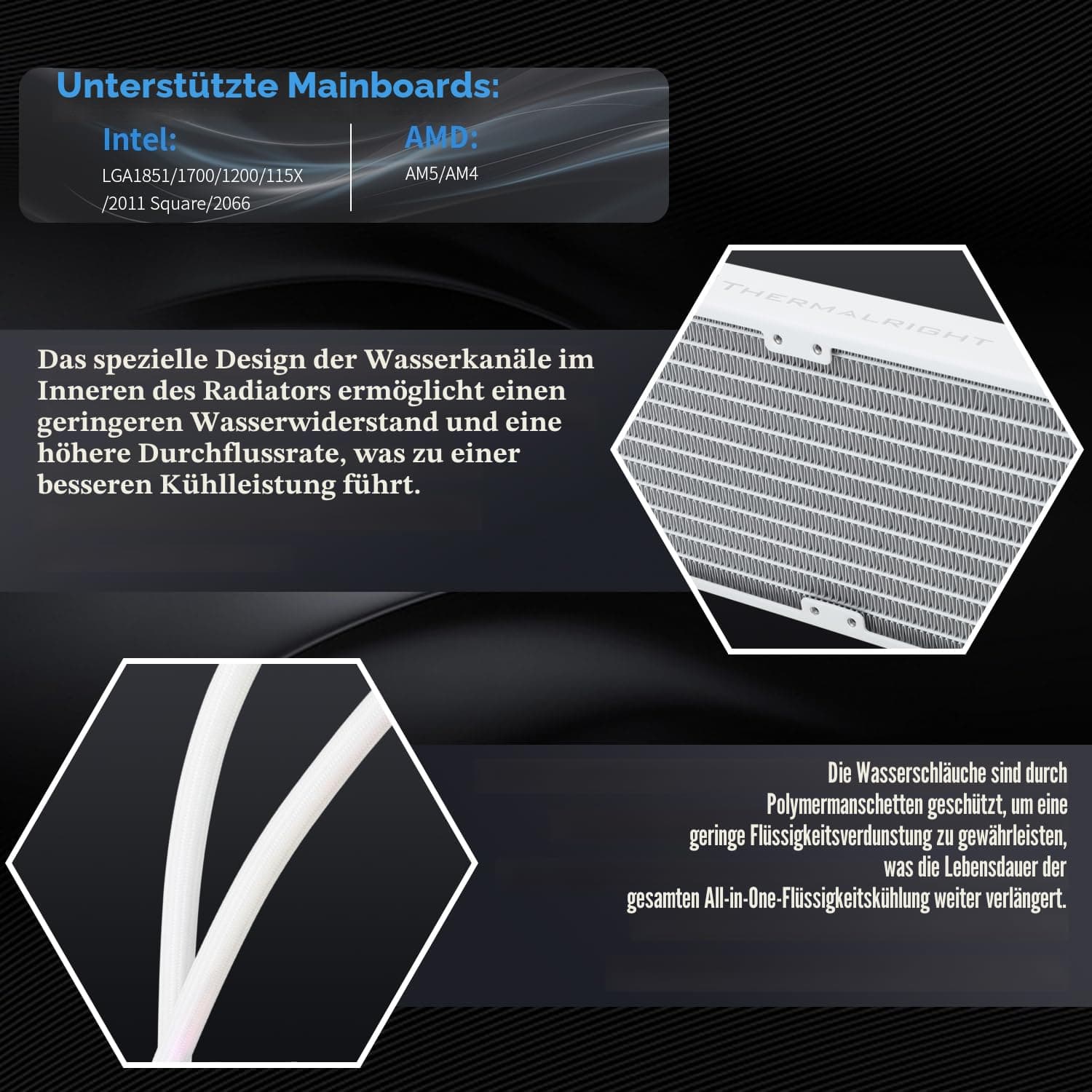 TR FW240 Weiß ARGB CPU Wasserkühler, Dual PWM Lüfter Wasserkühlungssystem, IPS LCD Display mit Auflösung 320 x 240, für AMD / AM4 / AM5 & Intel LGA1700 WHITE Bild 7