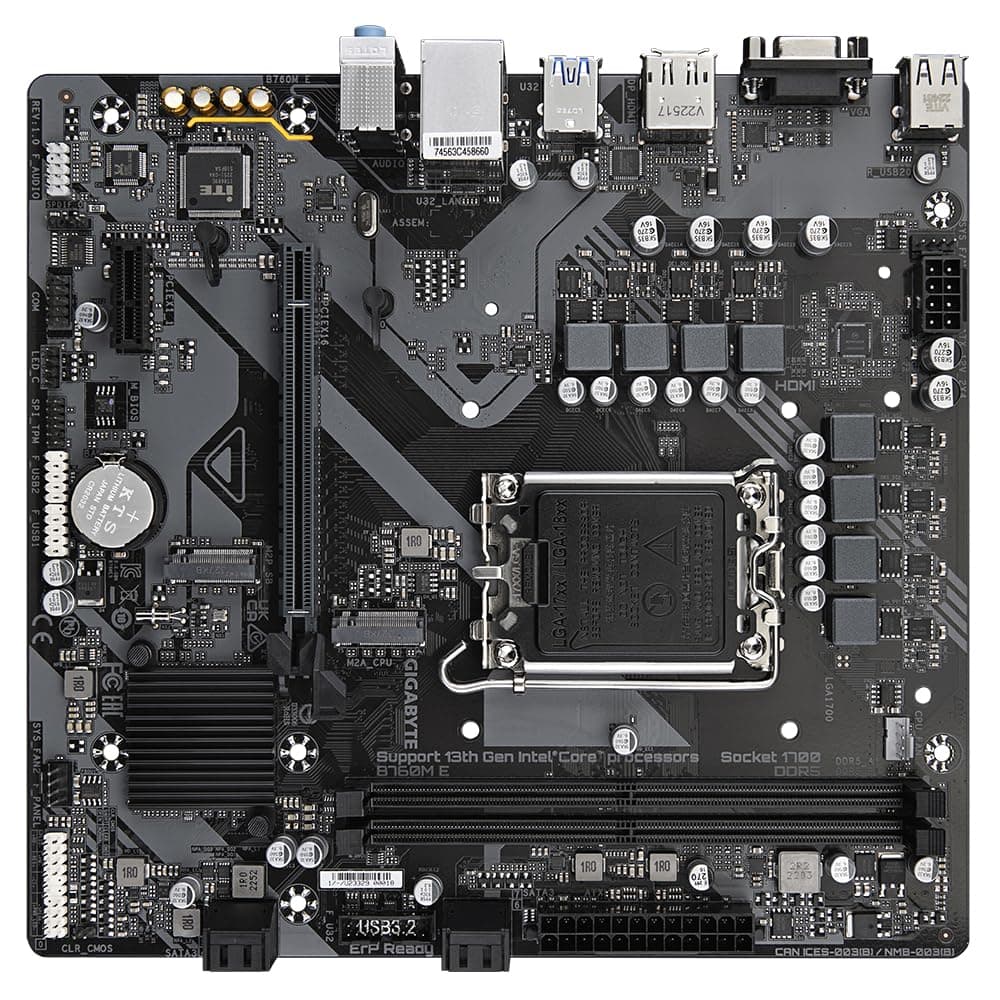 GIGABYTE B760M E Mainboard – Unterstützt Intel Core Prozessoren der 14. Generation, 6+1+1 Phasen VRM, bis zu 7200 MHz DDR5 (OC), 2xPCIe 4.0 M.2, 1 GbE LAN, USB 3.2 Gen 1 Bild 7